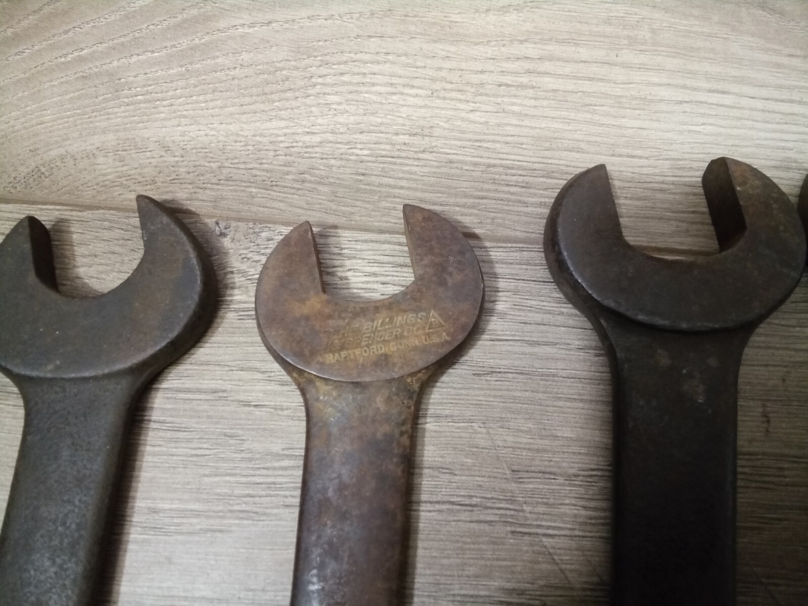 7 LARGE VINTAGE DOUBLE OPEN ENDED SPANNER WRENCHES BILLINGS, FAIRMOUNT, OTHERS