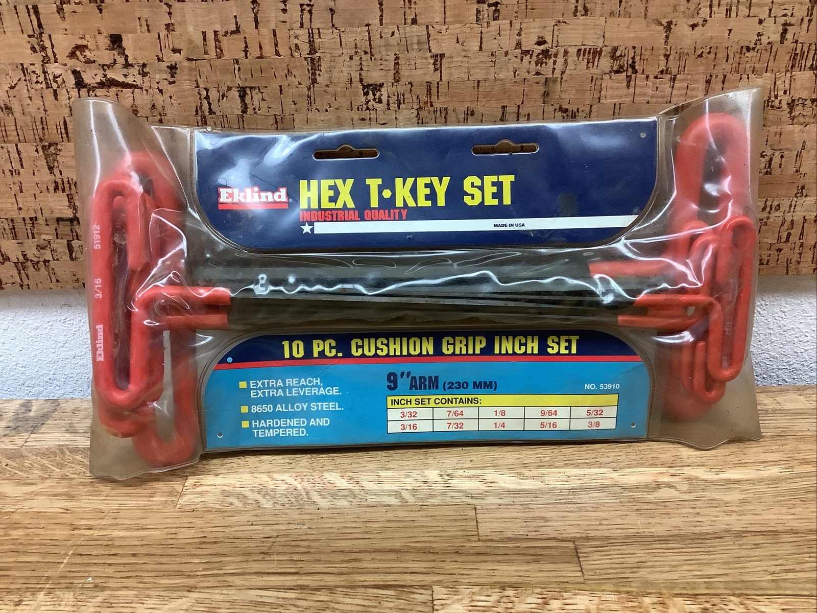 EKLIND 9″ HEX KEY T-HANDLE INDUSTRIAL SET MODEL 53910 SAE USA