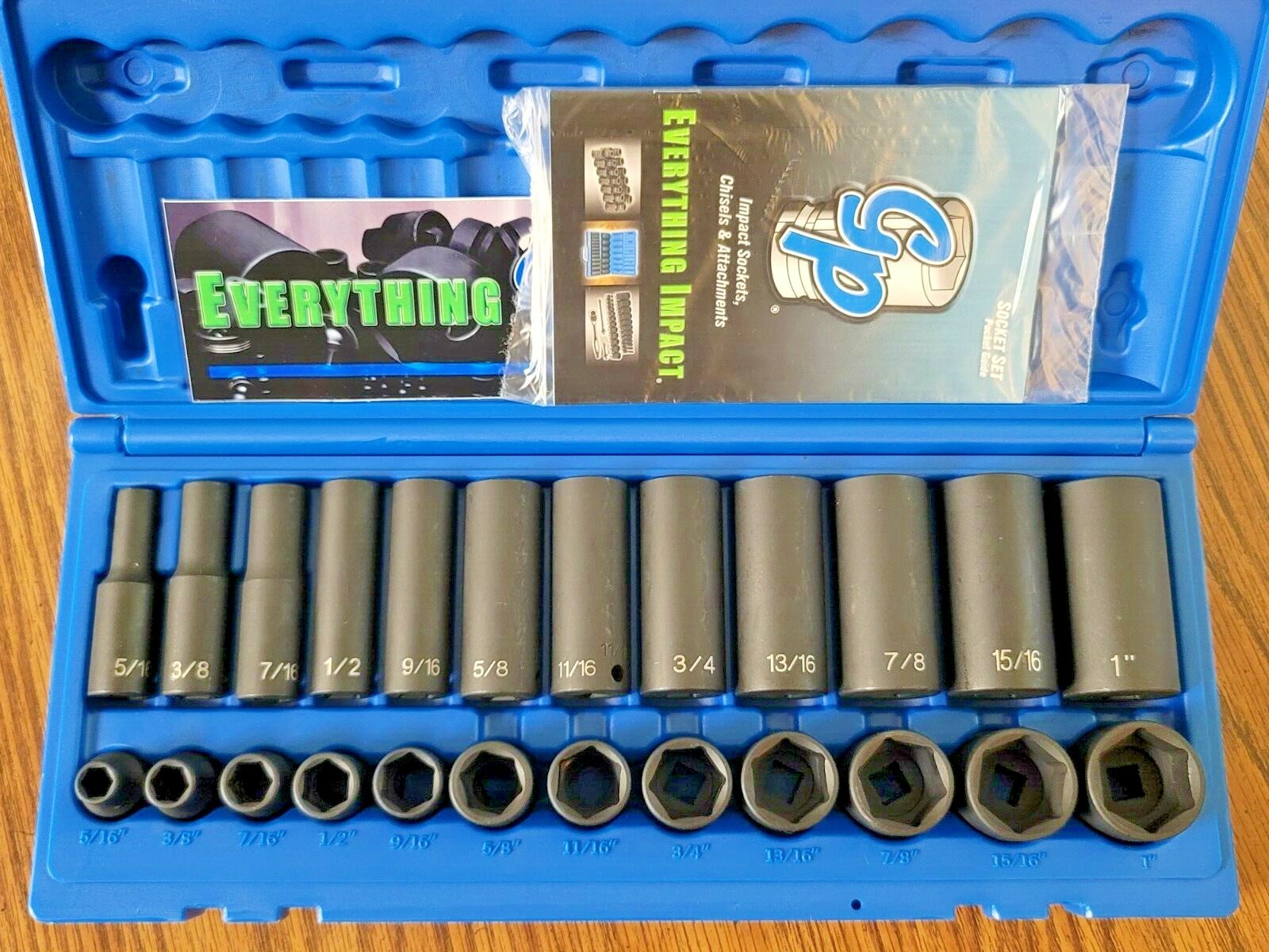 Grey Pneumatic 24pc Short & Deep Fractional Impact Socket Set 5/16″ to 1″ 1224RD