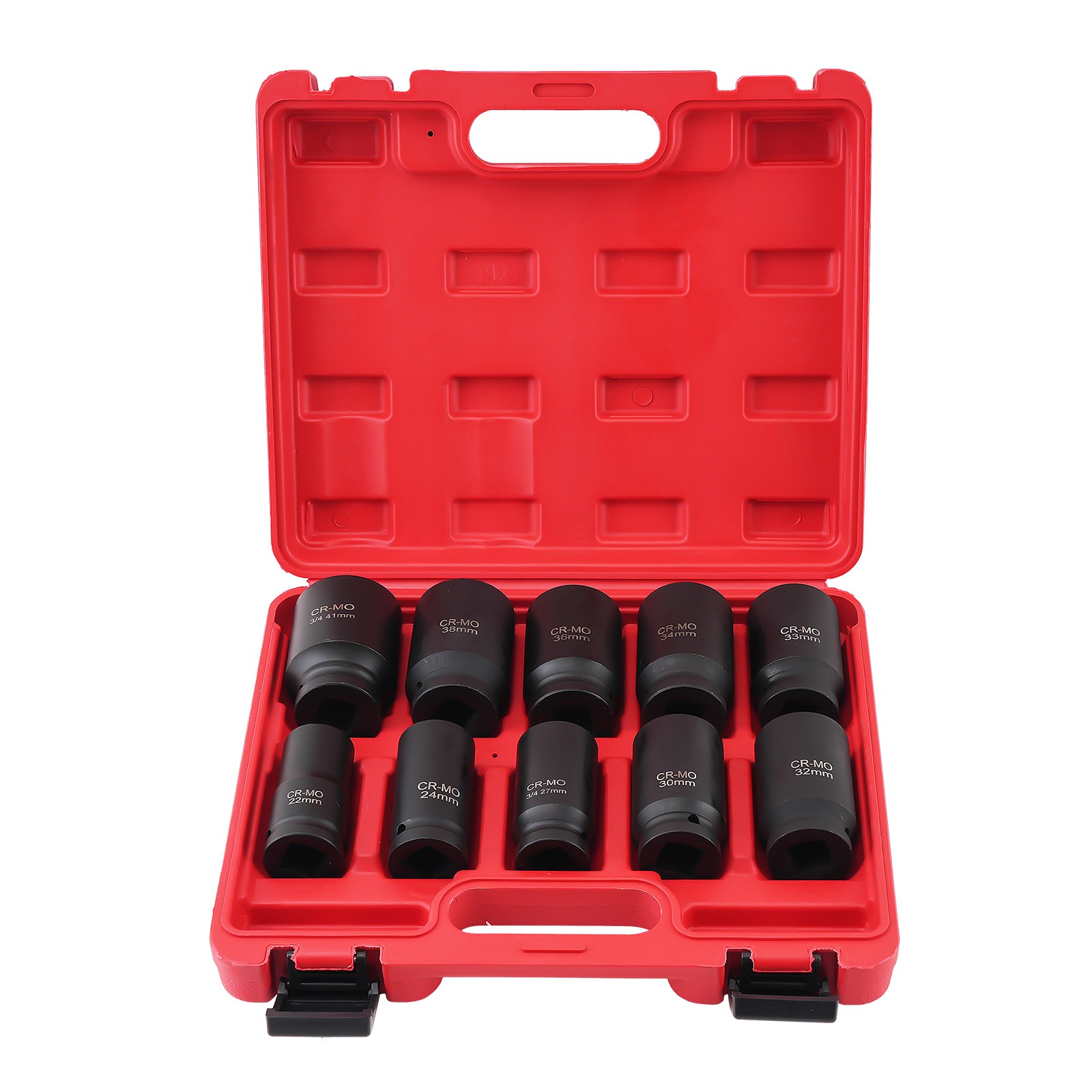 10pack 6 Point 3/4″ Drive Deep Impact Socket Tool Set 22mm-41mm Metric Sockets