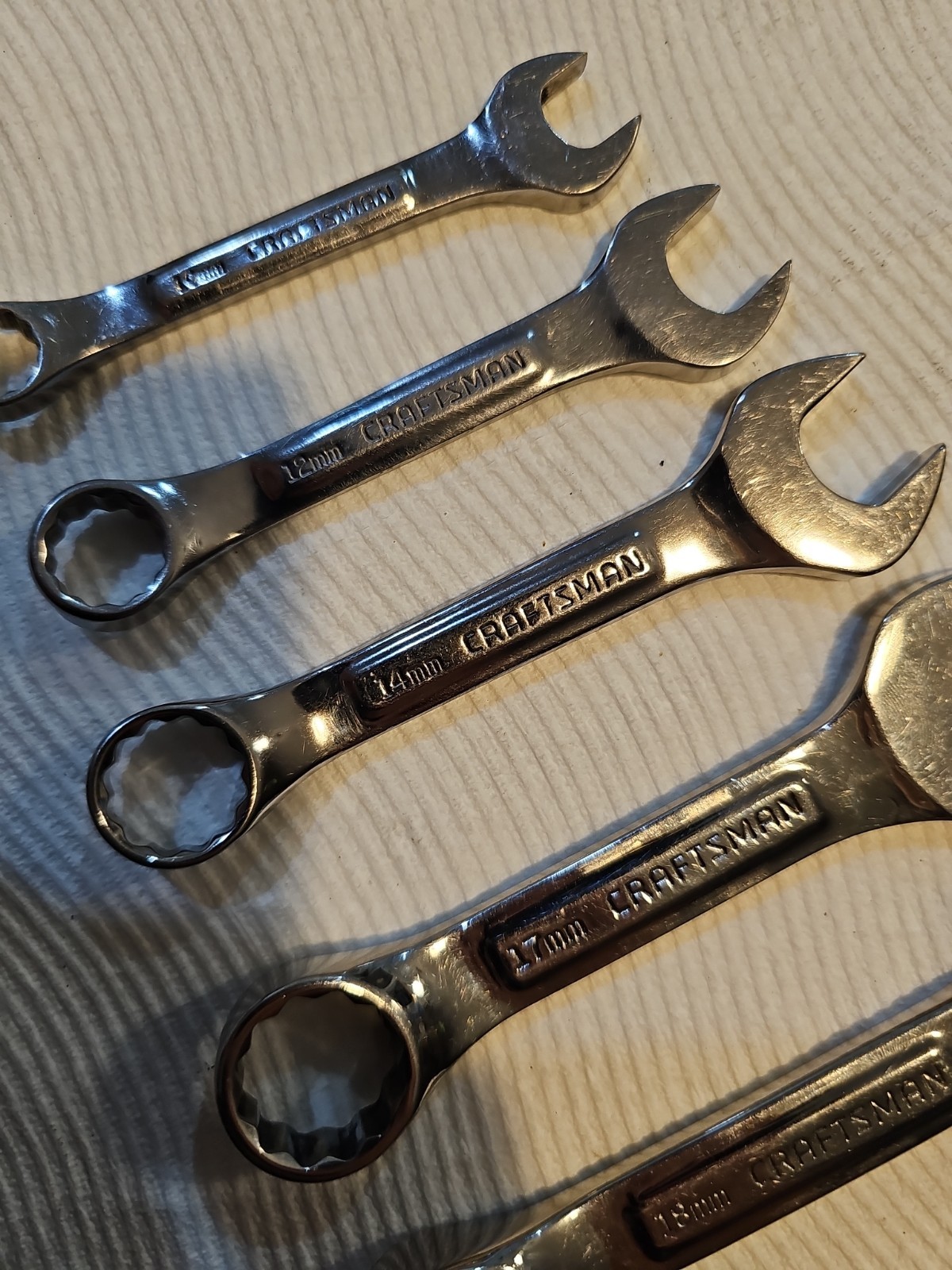 Vintage Craftsman USA -VV- Metric Stubby Wrench Set 10mm-18mm Short Pattern 5-Pc