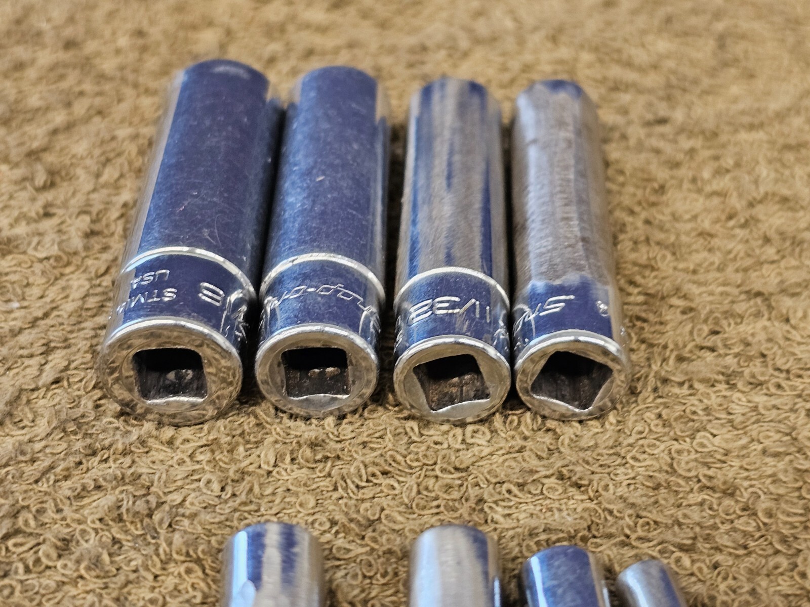 8 Snap on Deep Well Socket Set 1/4″ Drive Sae 7/16 3/8 11/32 5/16 7/32 3/16 STM