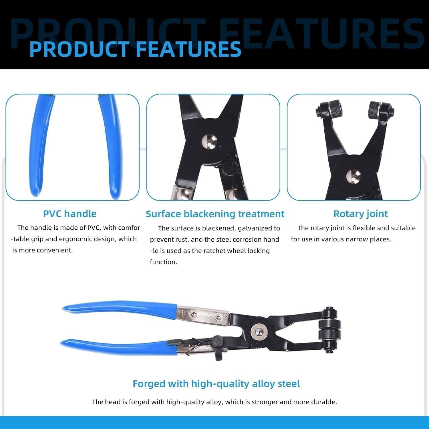 10Pc Hose Clamp Pliers Remover Kit with Long Reach Wire Spring Hose Clamp Pliers