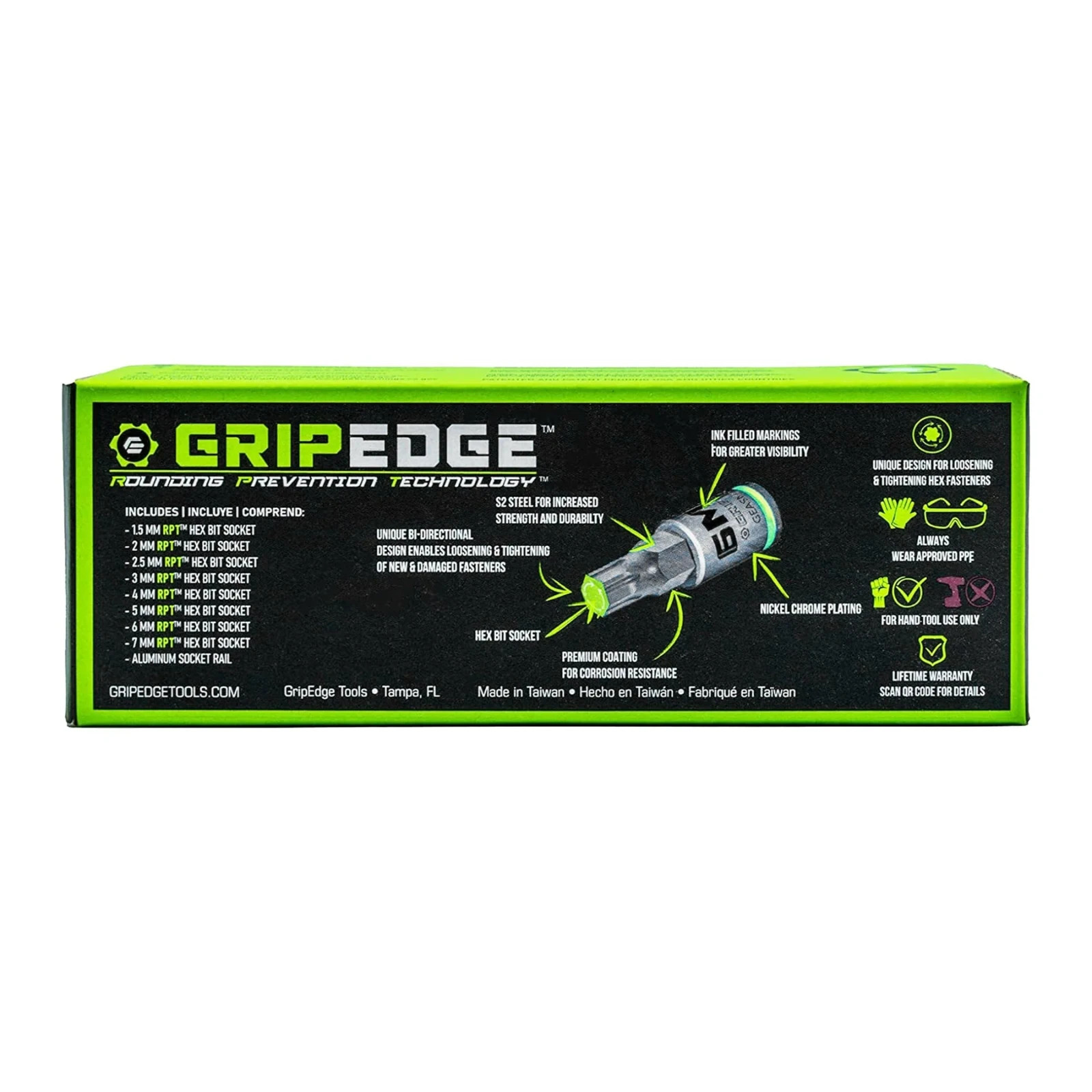 GripEdge Tools RPT Hex Driver Set 11pc SAE & 8pc Metric 1/4»dr + 9pc Star Set
