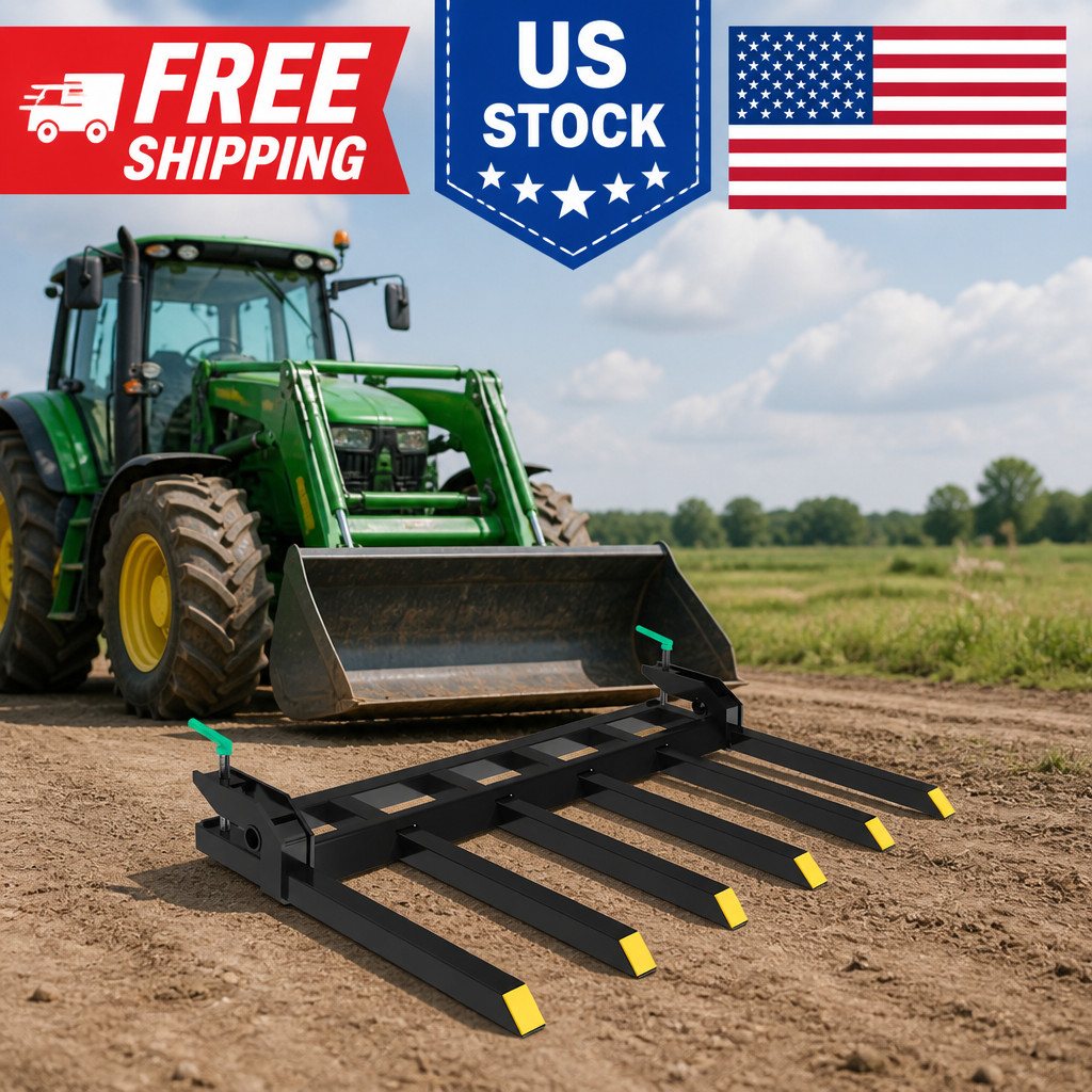 Clamp-On Debris Forks for 60″ Bucket – 4000 lbs Loader & Tractor Pall Duty Heavy