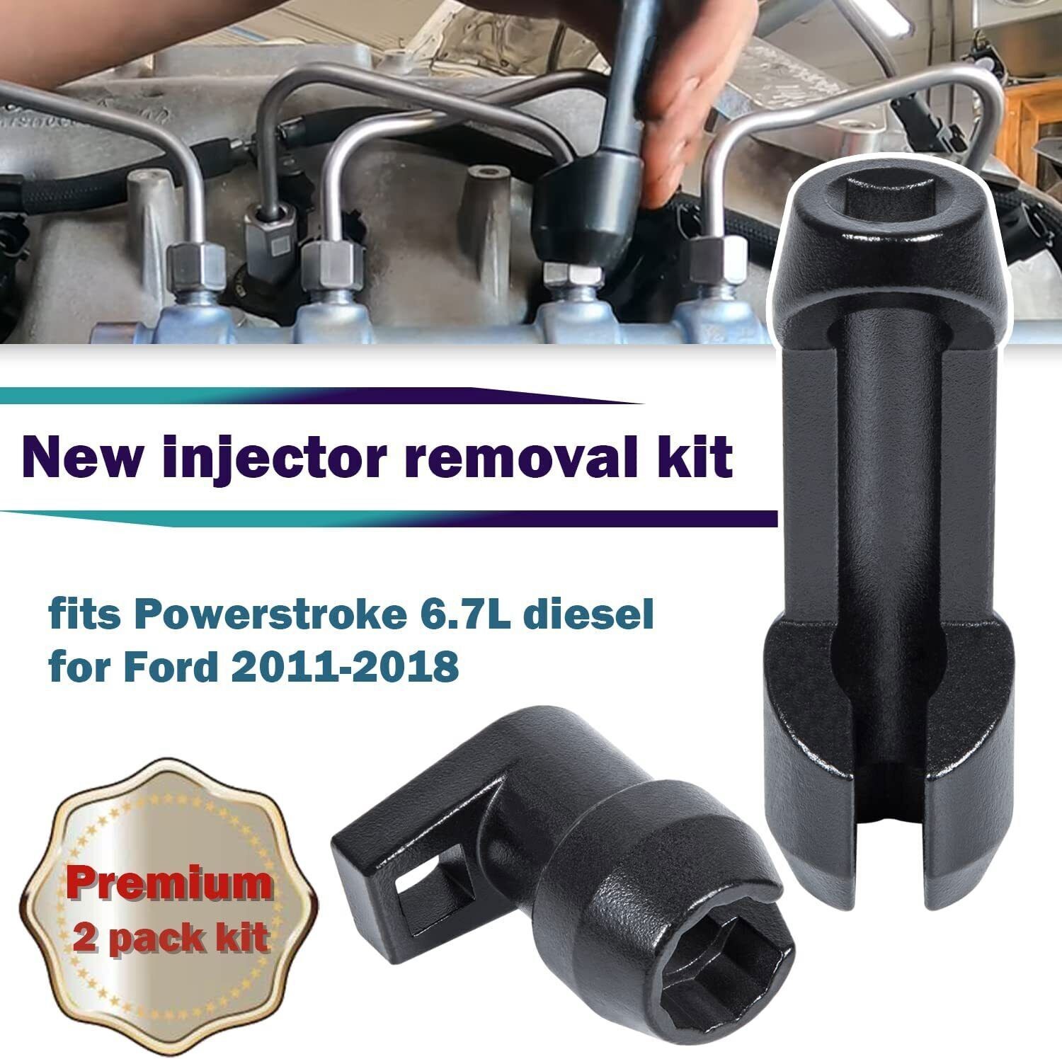 17mm Fuel Injector Line Flare Nut Socket Kit For Ford Power Stroke 6.7L Diesel