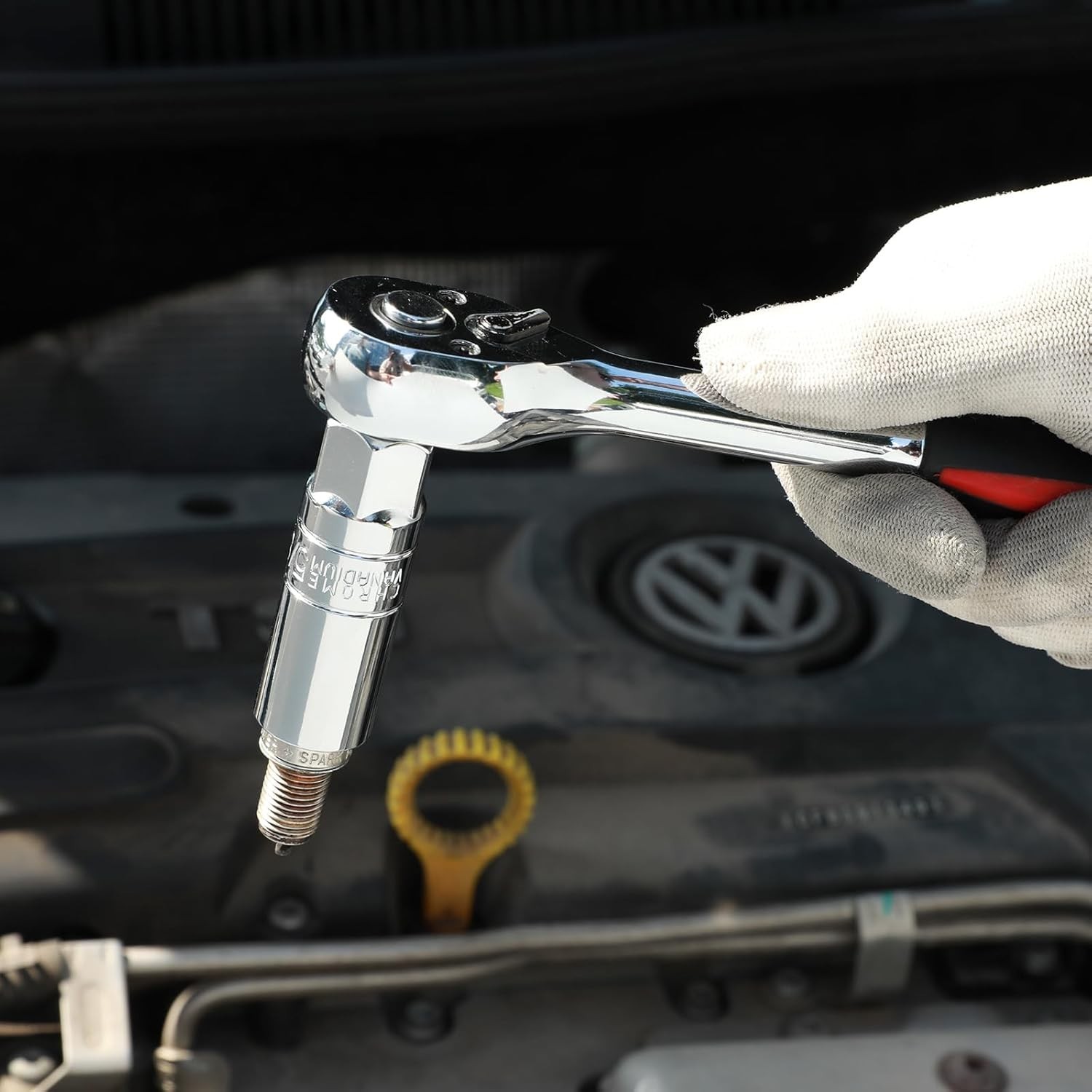 3/8-Inch Drive Spark Plug Socket Set: Chrome Vanadium, 5-Piece & Durable