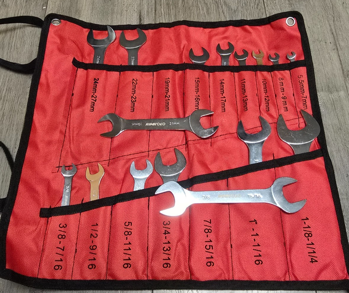Rimkolo Tools 16 pc SAE & Metric Thin Wrench Set 5.5 to 27mm & 3/8 to 1-1/4″
