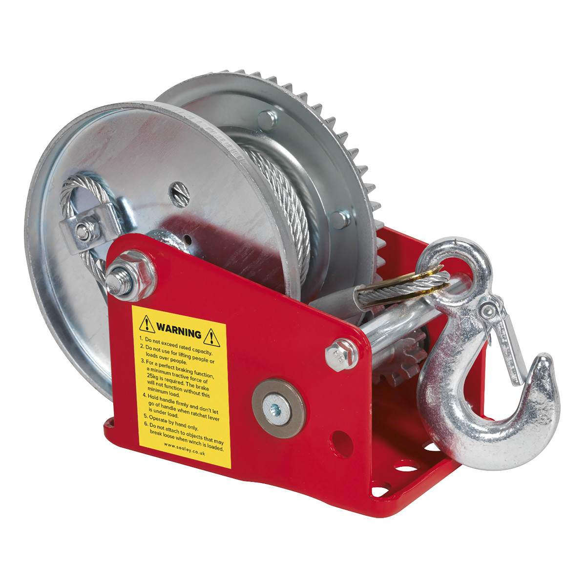 Sealey GWC1200B Geared Hand Winch with Brake & Cable 540kg Capacity