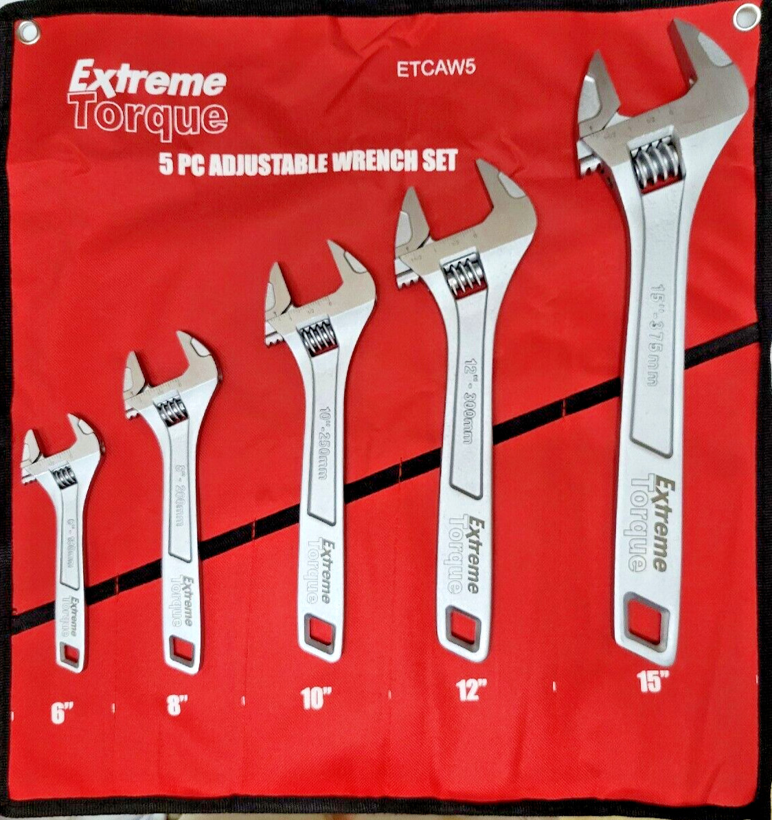 5 pc Adjustable Wrench Set 6 8 10 12 & 15″ Extreme Torque 1-1/2 1-13/16