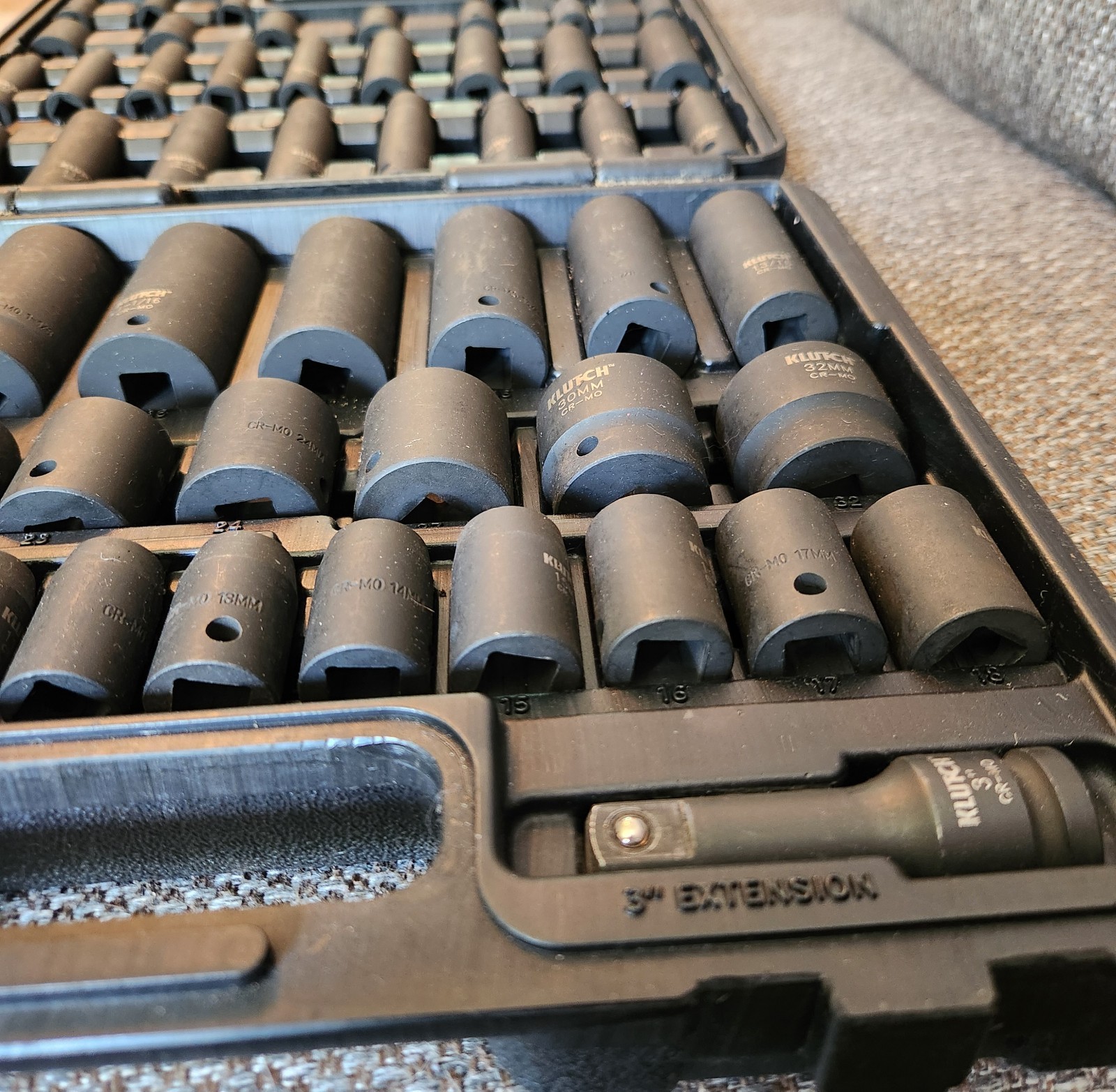 Klutch Impact Socket Set, 59-Pc., 3/8- and 1/2-Drive, SAE/Metric 6 pt. in Case