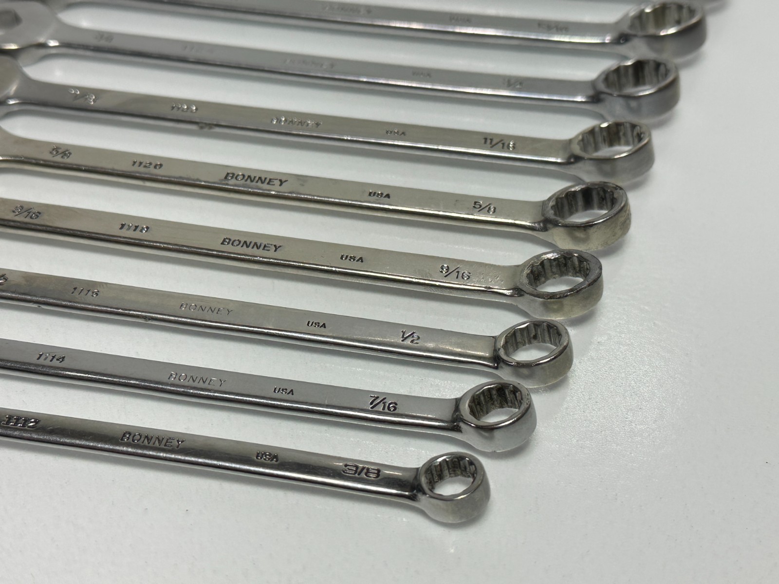 🇺🇸 Bonney Tools USA 11pc SAE 3/8-1″ Chrome Combination Wrench Set, 12 Point