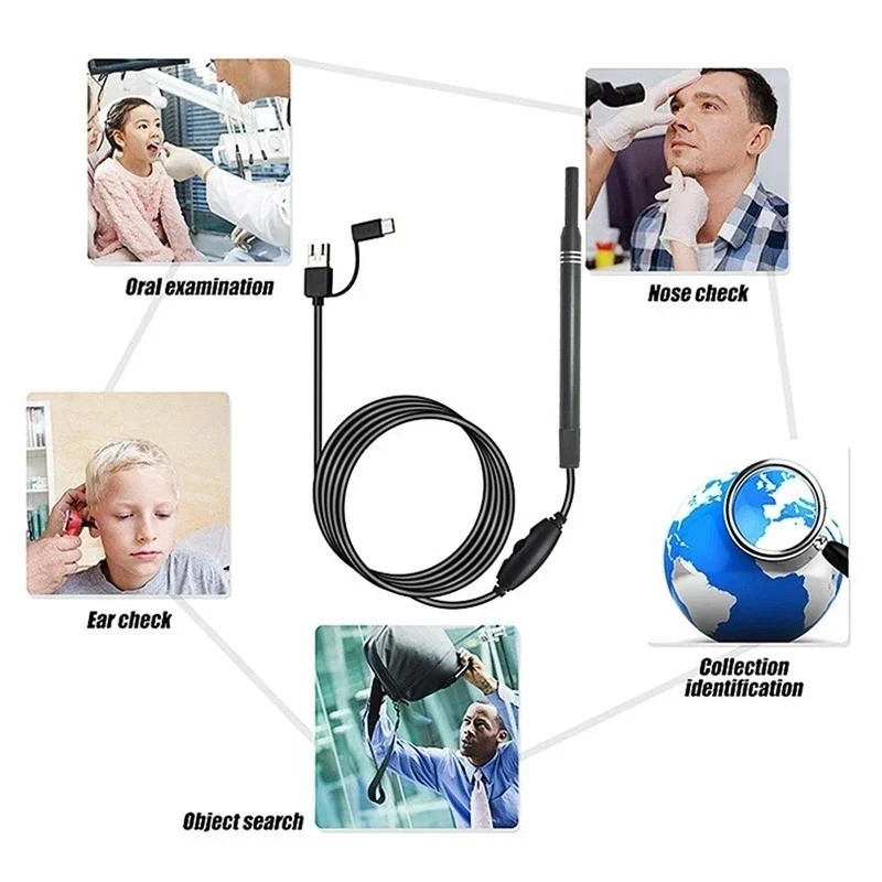 LED Endoscope Otoscope Ear Camera Scope Ear Wax Removal Kit Earwax Cleani&U C0D9