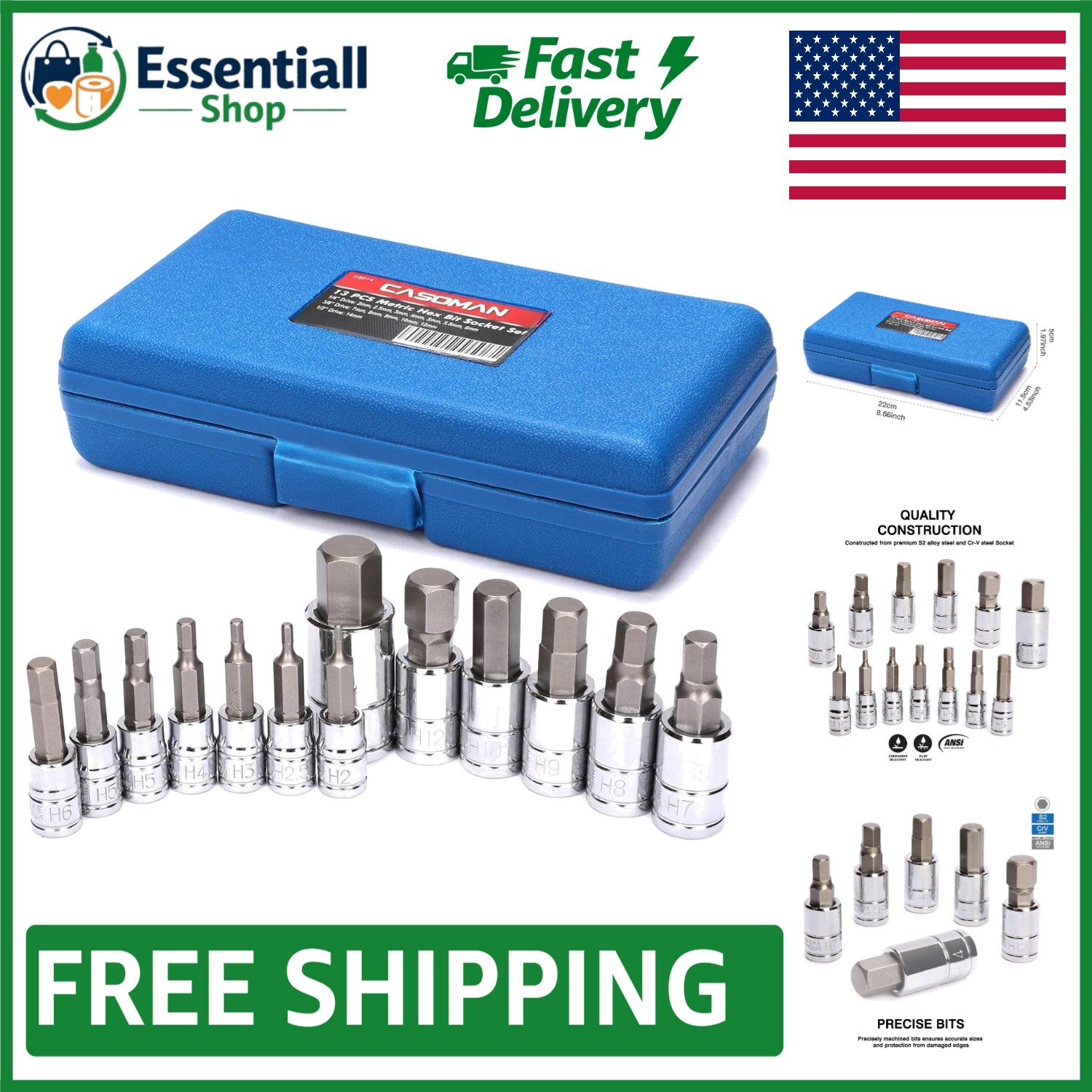 Comprehensive 13-Piece S2 Steel Hex Socket Set for Superior Torque Performance
