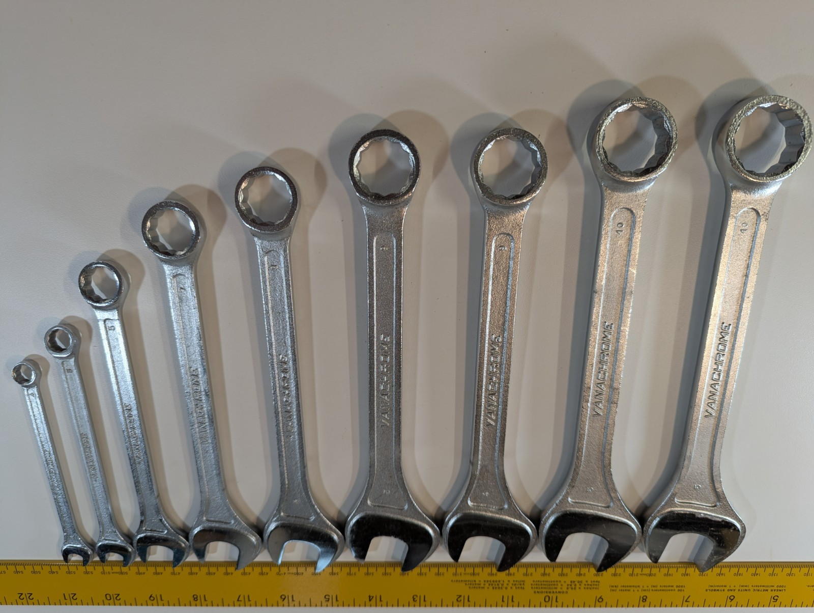 9 Facom France SAE Comb Wrenches 1″15/16″ 7/8″ 13/16″3/4″ 11/16″ 9/16″ 3/8″5/16″