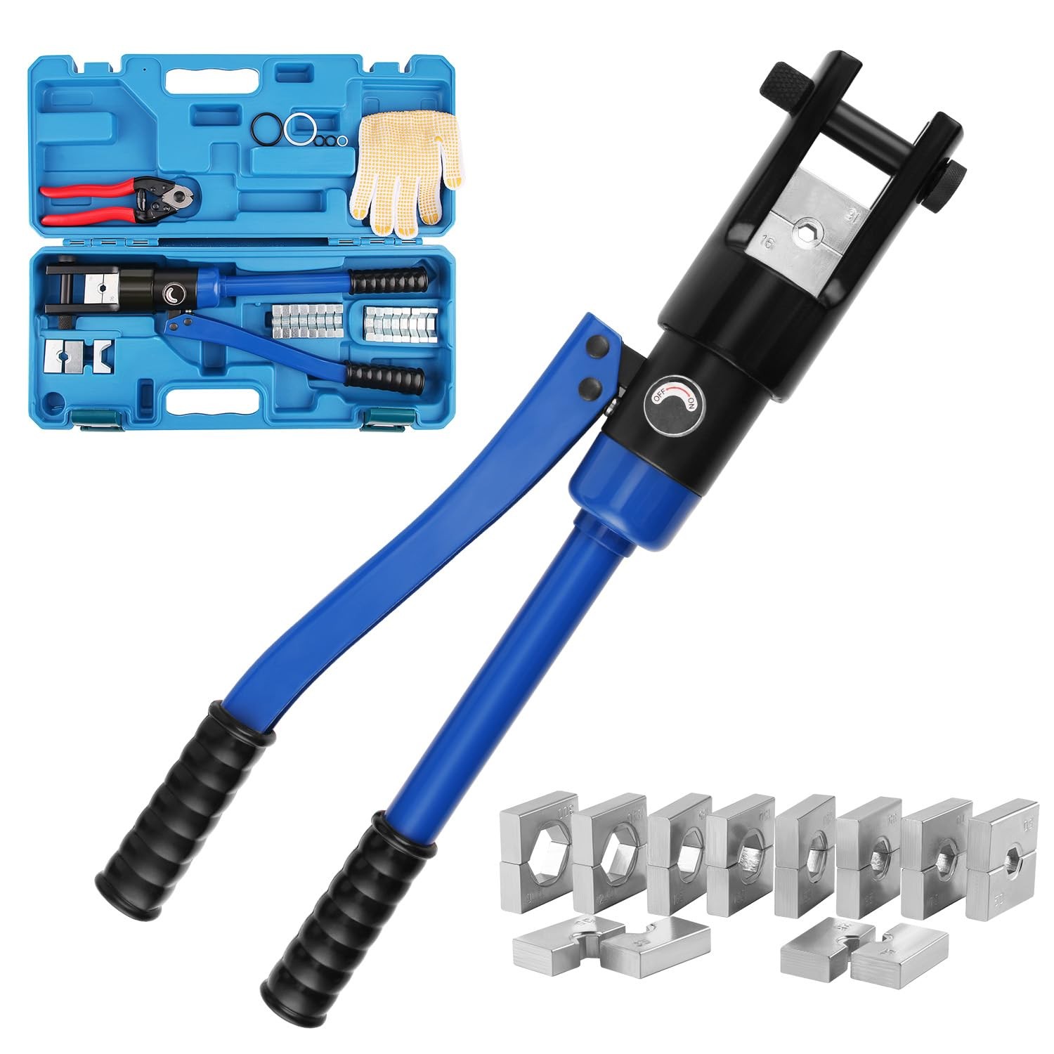 19 Packs Hydraulic Cable Lug Tool with durable case, 4 AWG to Blue