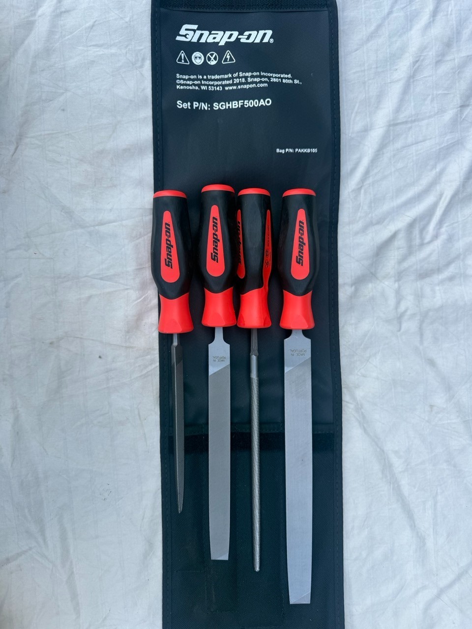 Snap On red 4 pc file handle set with pouch new sghbf500a