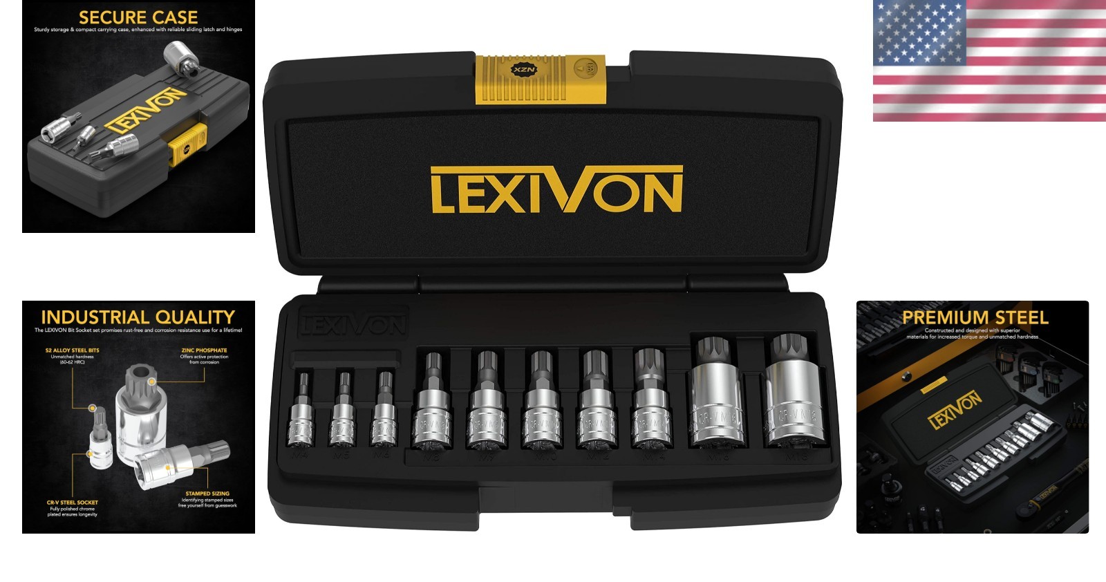 Brand New XZN Triple Square Spline Bit Socket Set