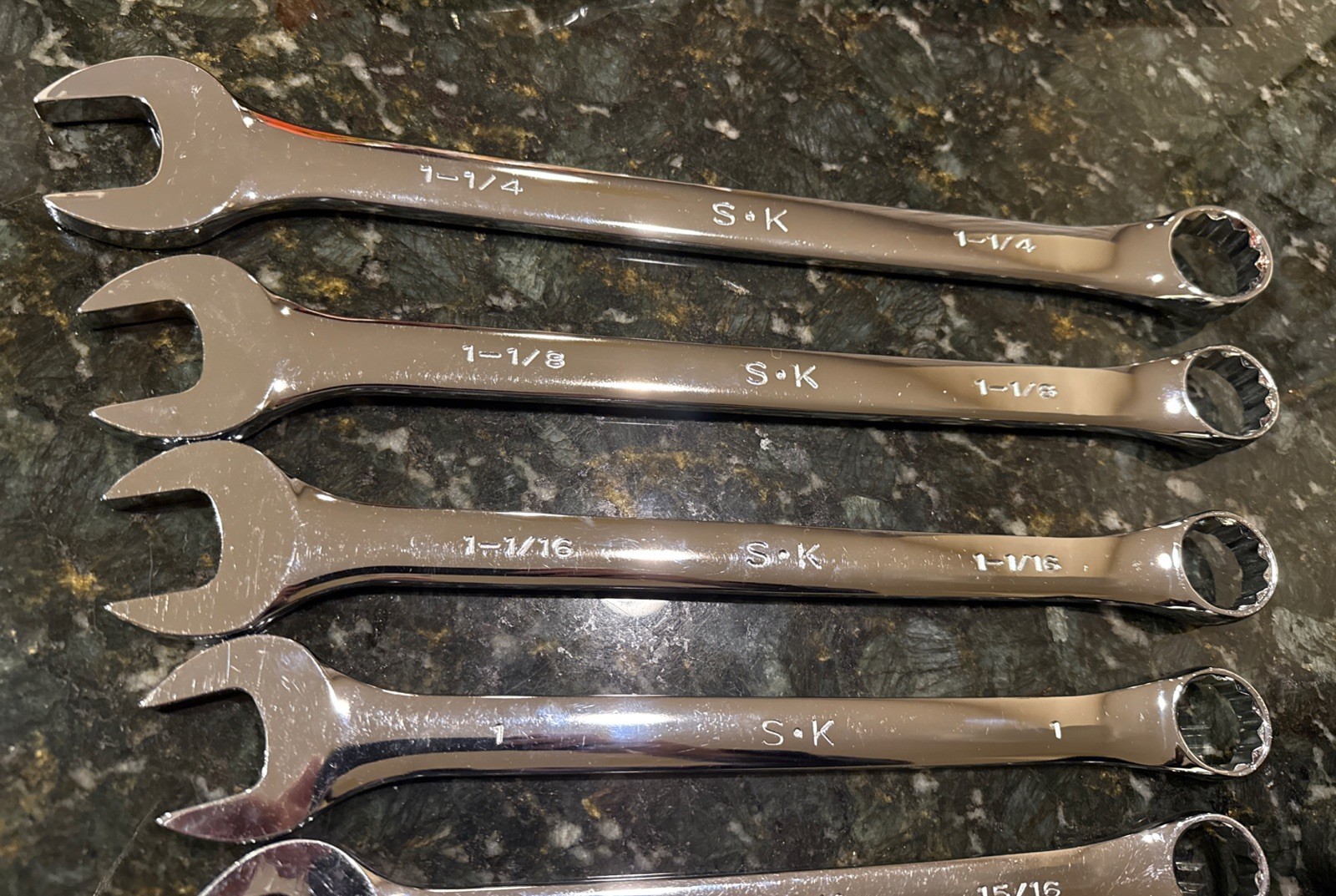 S-K 86014 Professional Tools 16-Piece Superkrome SAE Fractional Wrench Set USA
