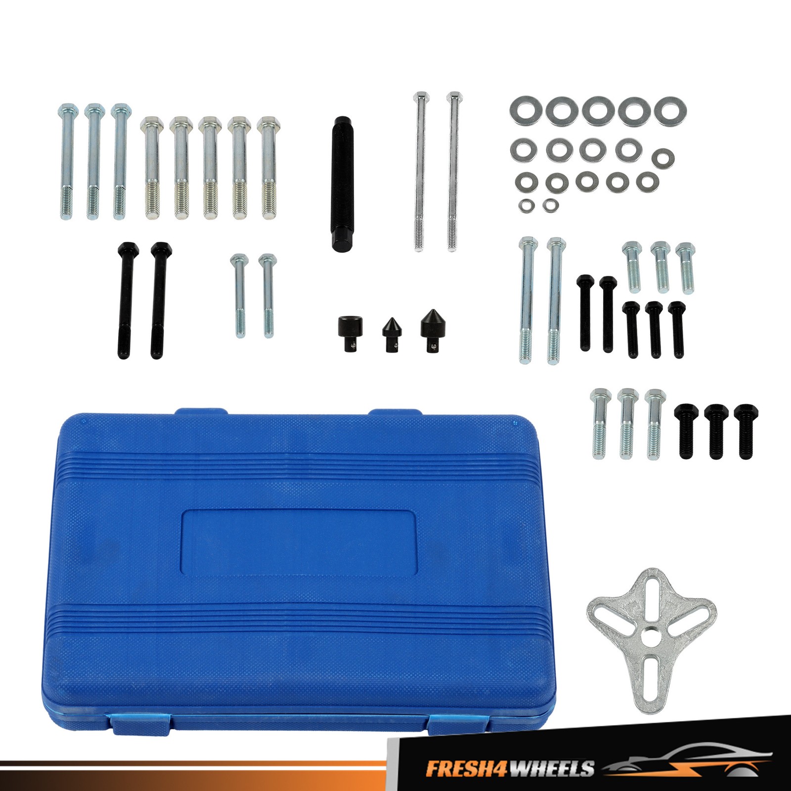 46pcs Harmonic Balancer Puller Tool Set Gear Pulley Steering Wheel Removal Kit