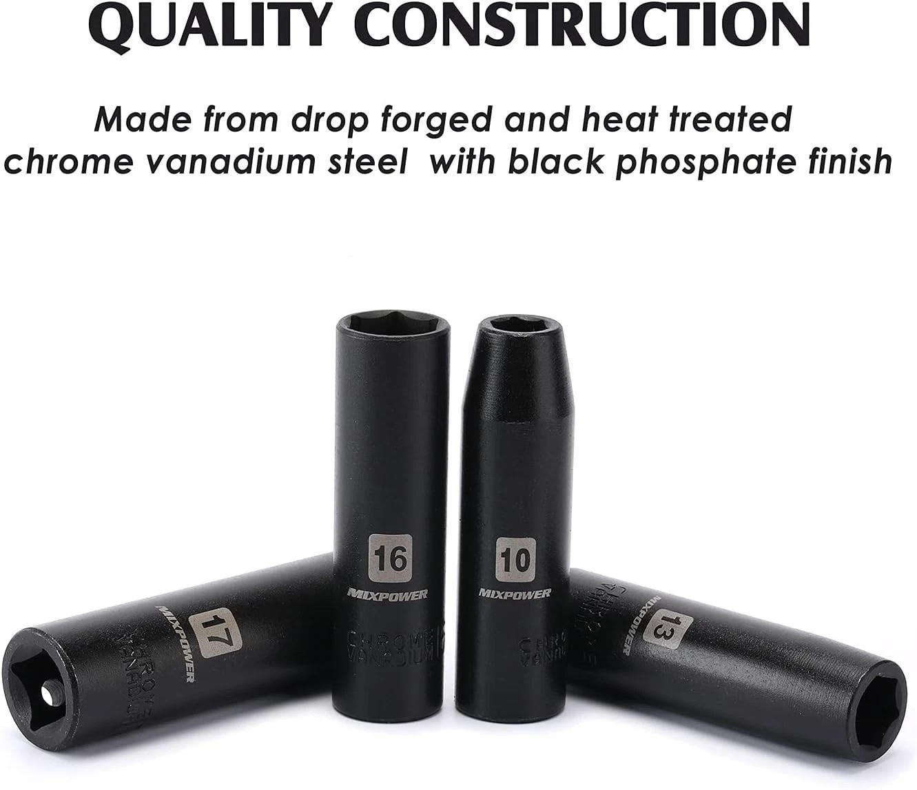 11-Piece 1/2-Inch Drive Deep Impact Socket Set, CR-V, Metric, 6 Point, Deep, …