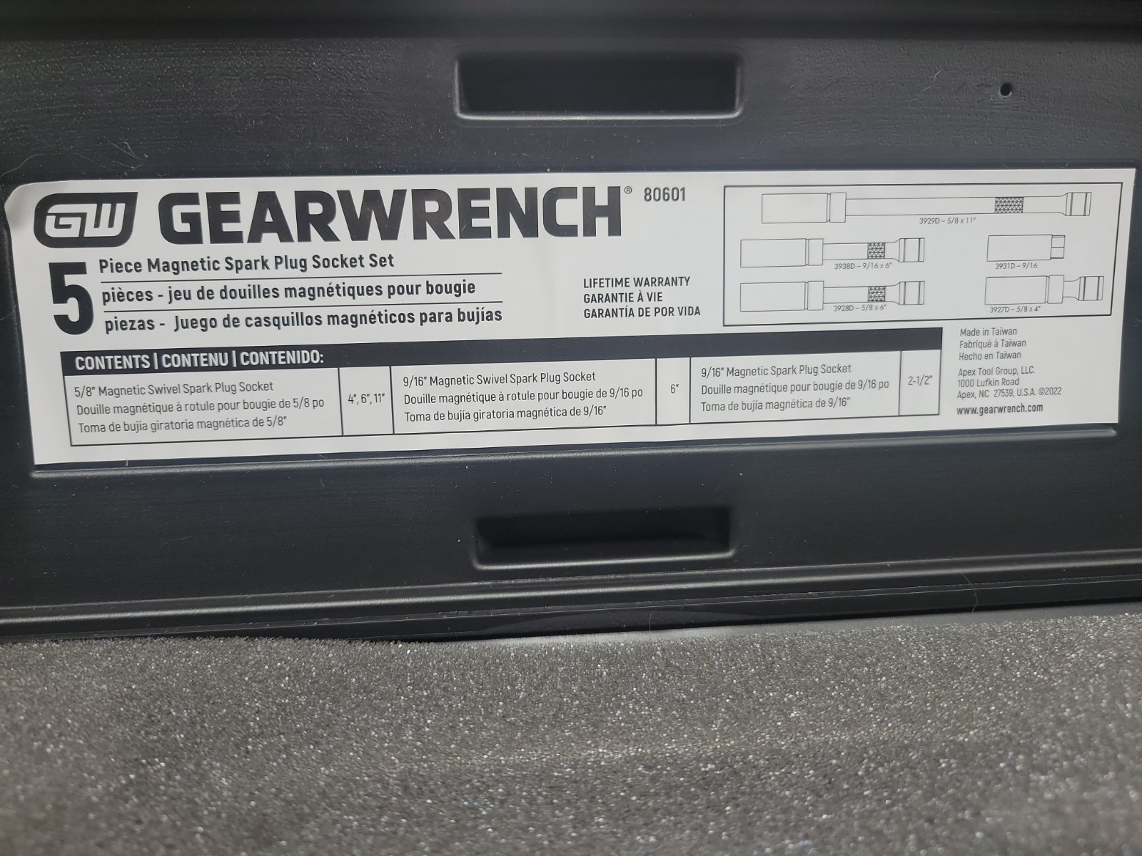GEARWRENCH 6 PCS 3/8″ Drive 5 Pt. Magnetic Swivel Spark Plug Socket Set, 80601