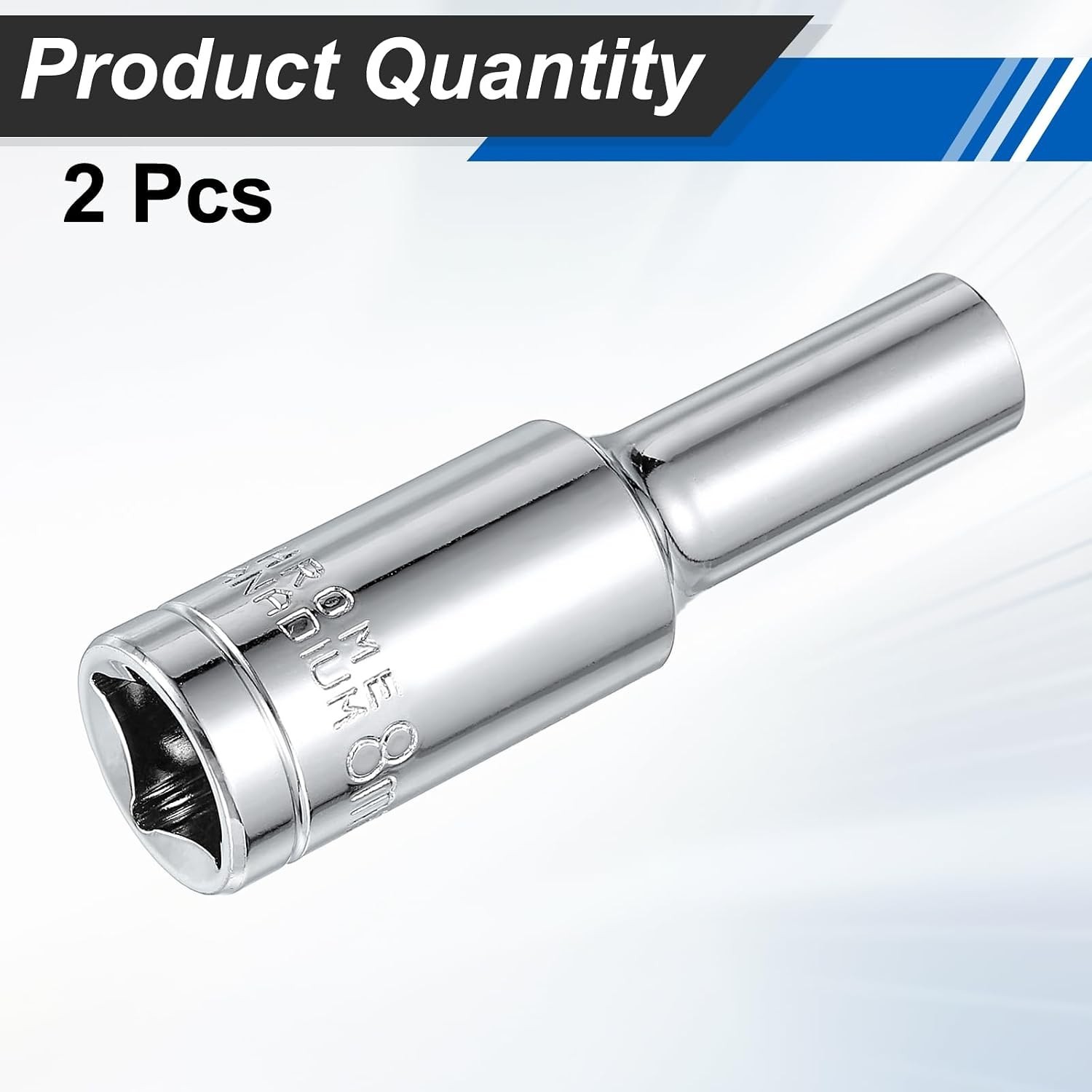 2pcs 12 Points Socket 1/2″ Drive 8mm Metric Deep Impact Socket Cr-V Steel Chr…