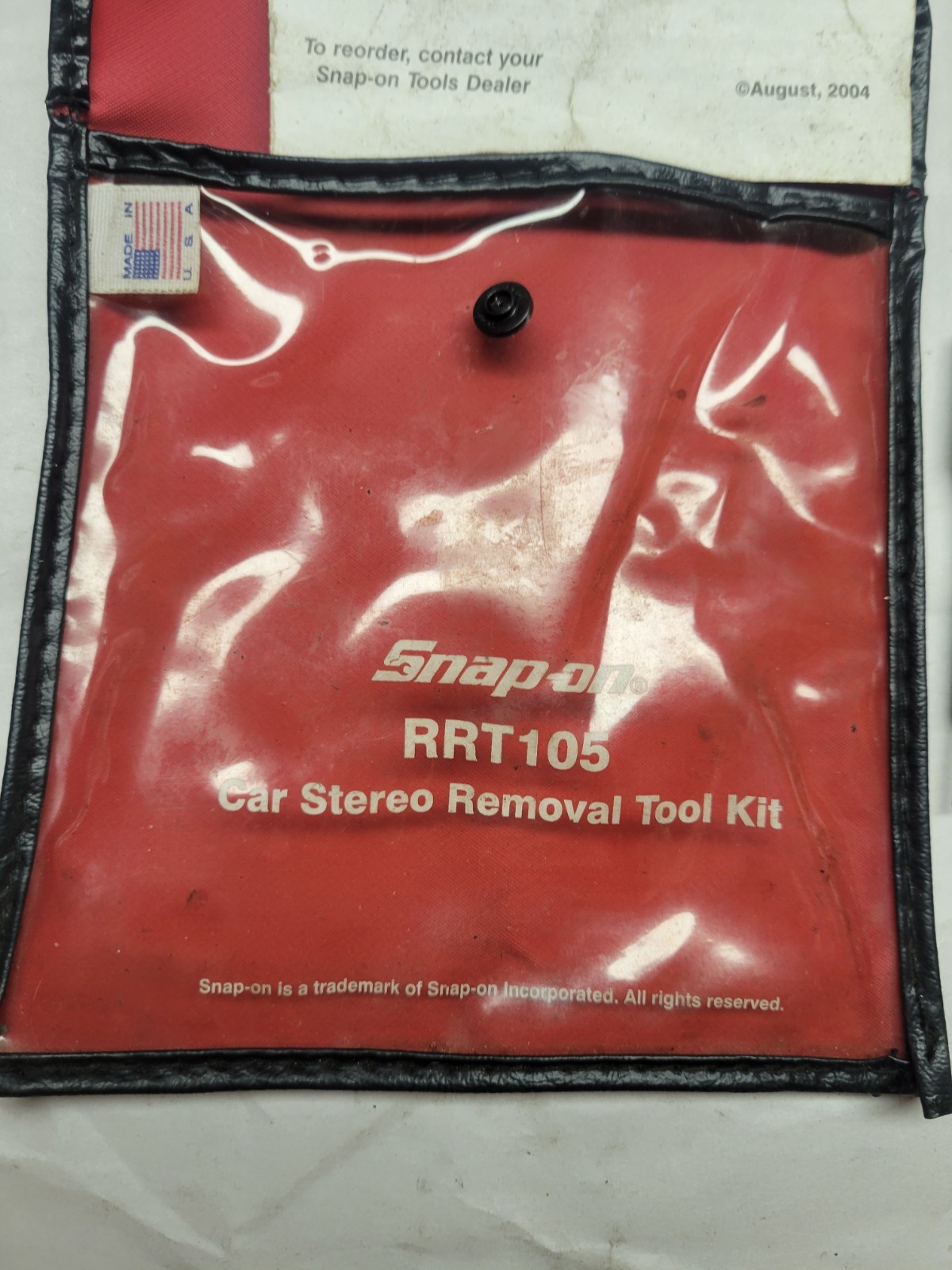 Snap On Tools Car Stereo Removal Tool Kit PPUCH W/6pc RRT105 USA INCOMPLETE USED