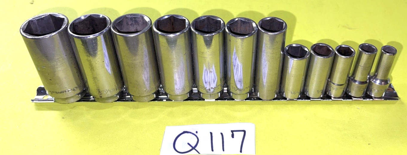MATCO TOOLS 12 PIECE 3/8 DRIVE SAE. DEEP 6 POINT SOCKET SET 5/16 THROUGH 1 INCH