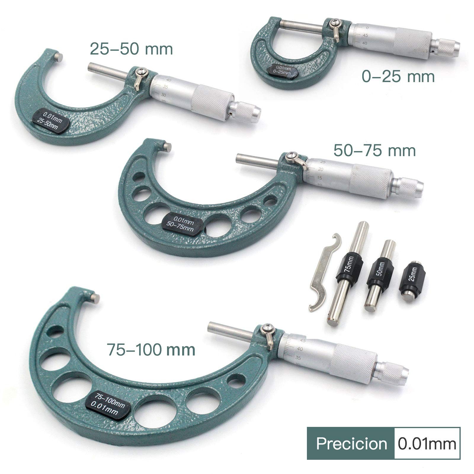 Premium Outside Micrometer Set 0-100mm/0.01mm Precision Machinist Tool…