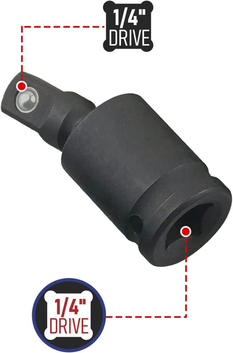 2 Pack 1/4 Inch Universal Joint Swivel Socket Adapter Impact Socket Extension