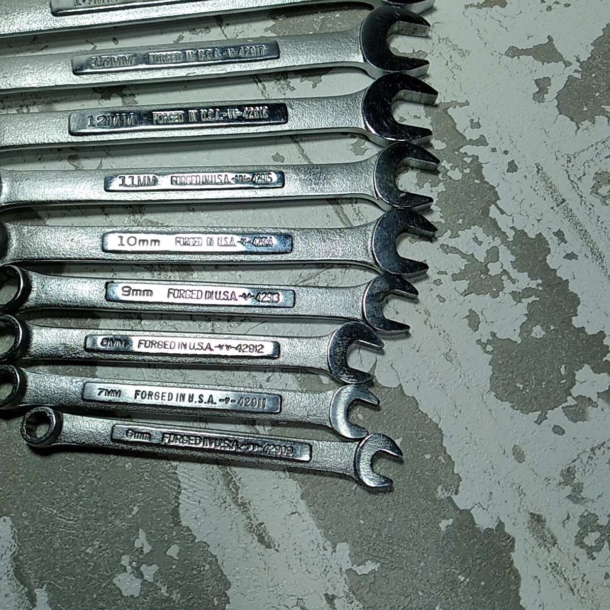 Vtg Craftsman USA VA Series 11 pcs Metric -VV- Combination Wrench Set 17-6 mm