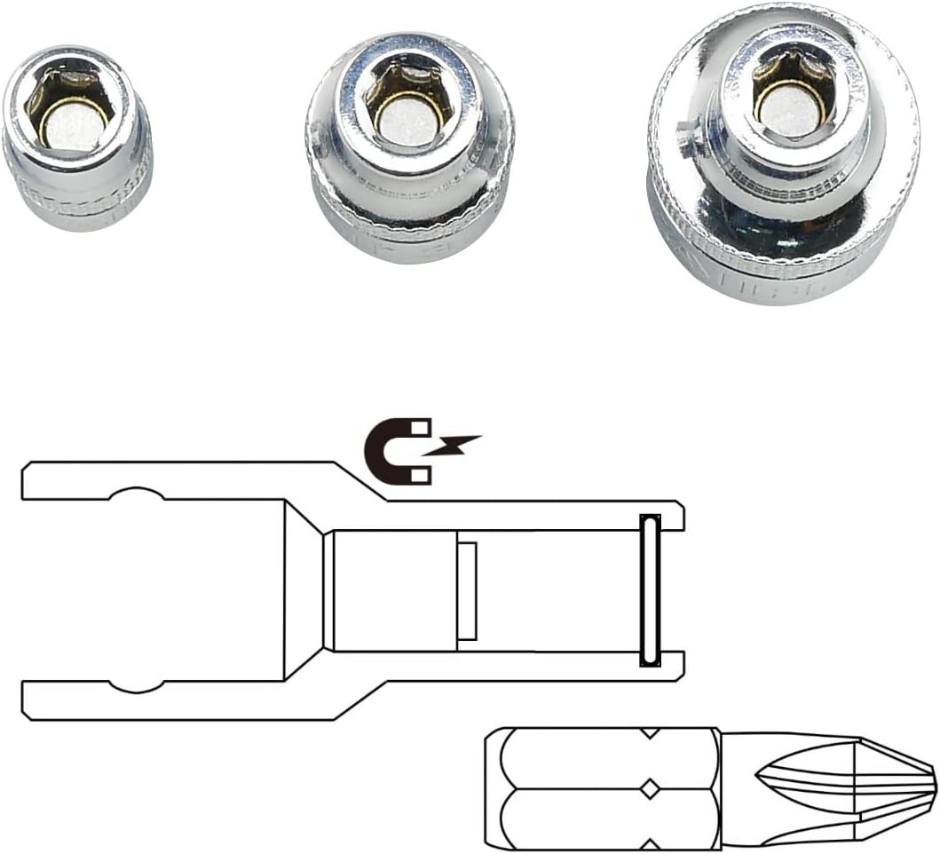K301 Square Drive Magnetic Bit Holder Socket Adapters, 3-Piece