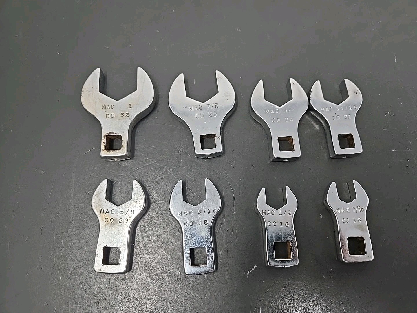 MAC TOOLS 8 Piece Crowfoot Wrench Set 1″ To 7/16, Co32 – Co14!
