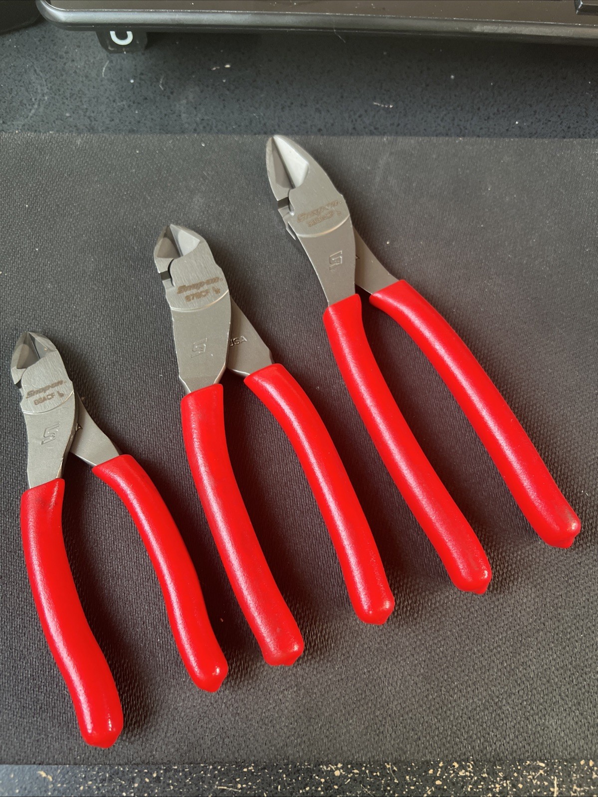 Snap On Tools USA NEW RED 3 Piece Soft Grip Pliers / Cutters Set Heavy Duty ❤️