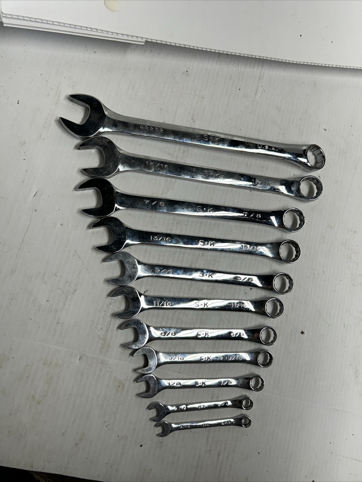S-K Combination SAE Wrench Set 1″ 15/16 7/8 13/16 3/4 11/16 5/8 9/16 1/2 5/16