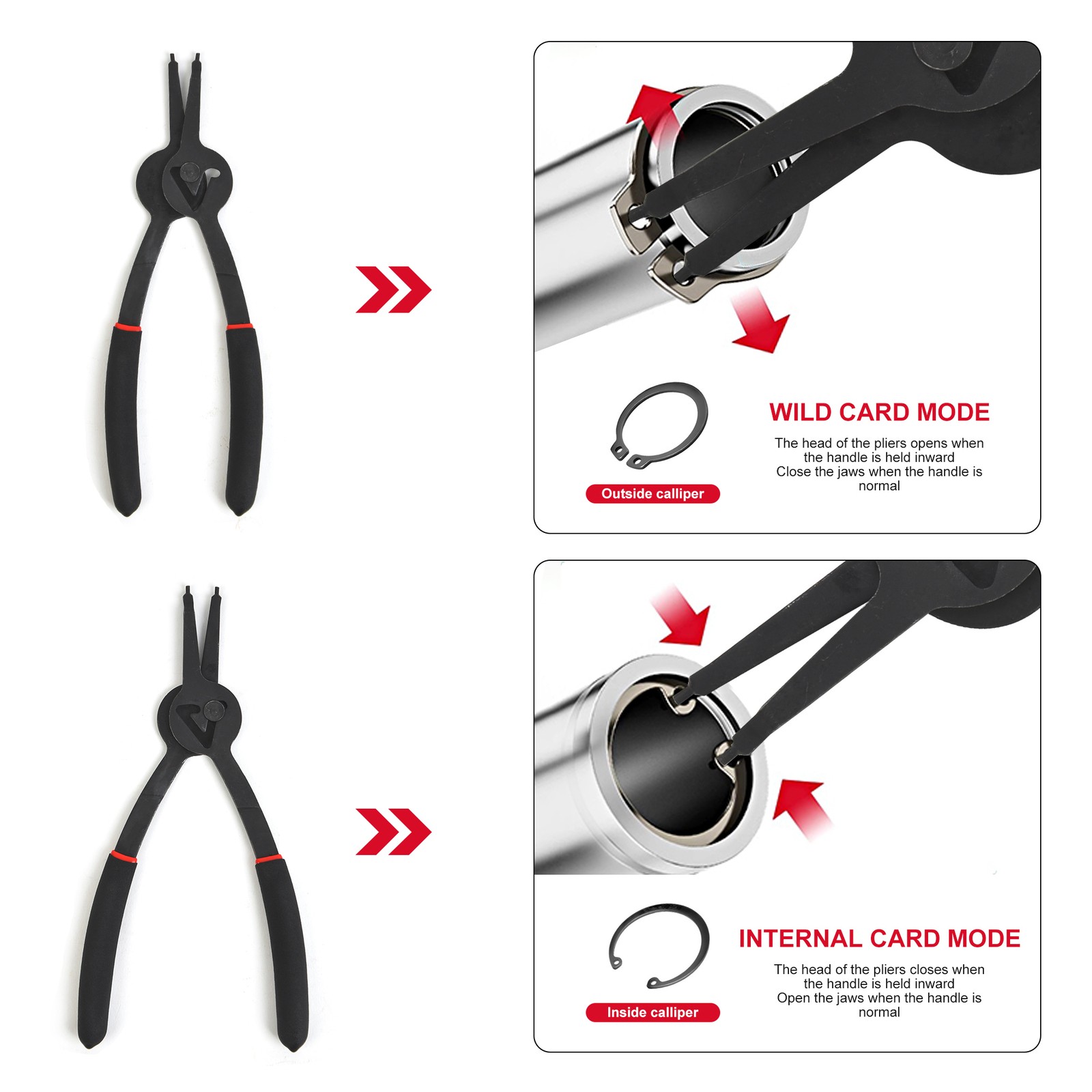 Snap Ring Pliers set Fixed Tip Multi Purpos Pliers 0.038in 0.047in 0.07in 0.09in