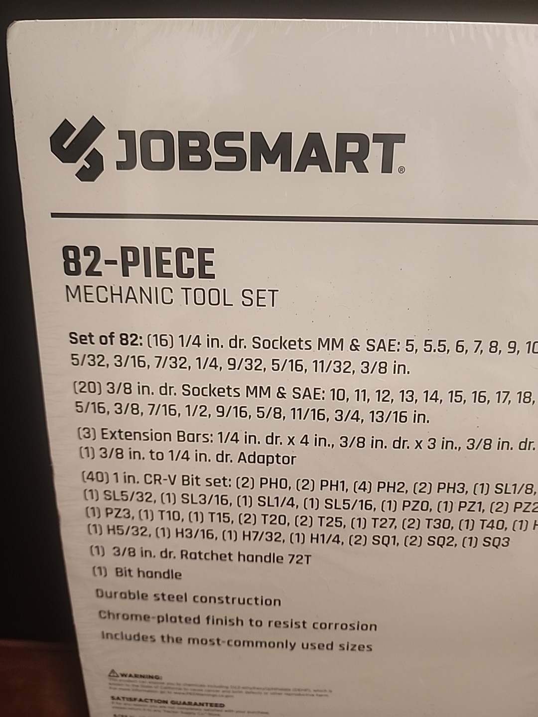 JobSmart 82 pc. 3/8 in. Drive and 1/4 in. Drive Mechanic’s Tool Set