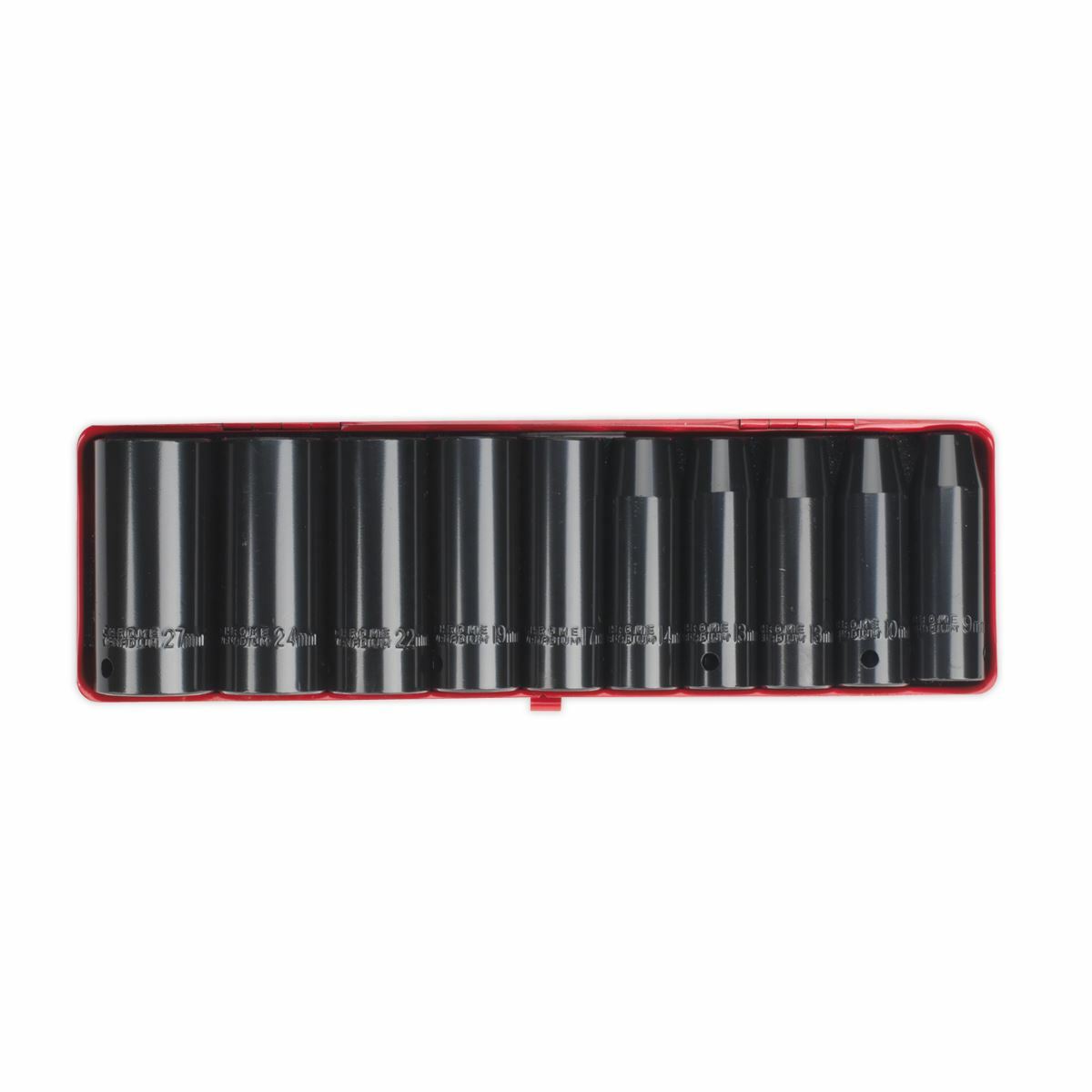 Sealey Impact Socket Set Premier 10pc 1/2″Sq Drive Deep Metric WallDrive 9-27mm