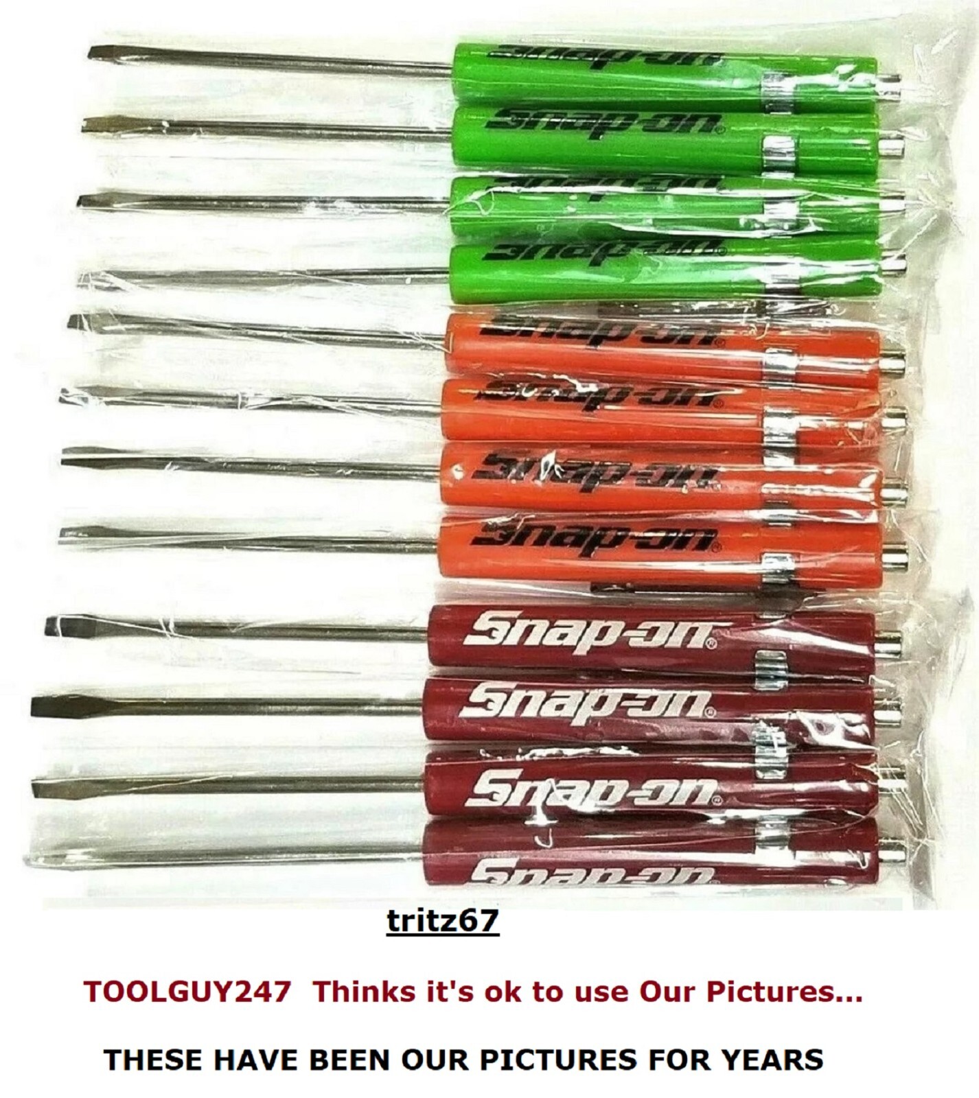 NEW 12 ASSORTED Snap-on Tools Flat Tip Pocket Screwdrivers w/Clip & Magnetic End