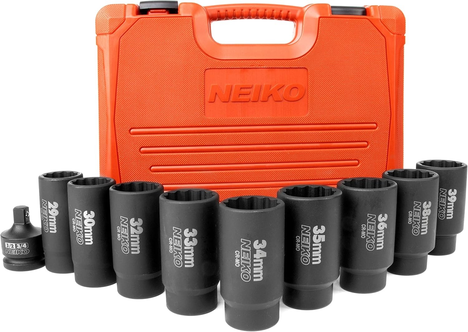 02531A 10 Piece 12 Point Socket Set 1/2” Drive, Lug Nut Remover, Spindle Nut Soc