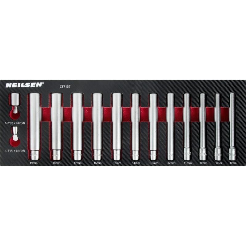 Extra Deep Long Socket Set 3/8″ 120mm Long 8-19mm CRV Steel