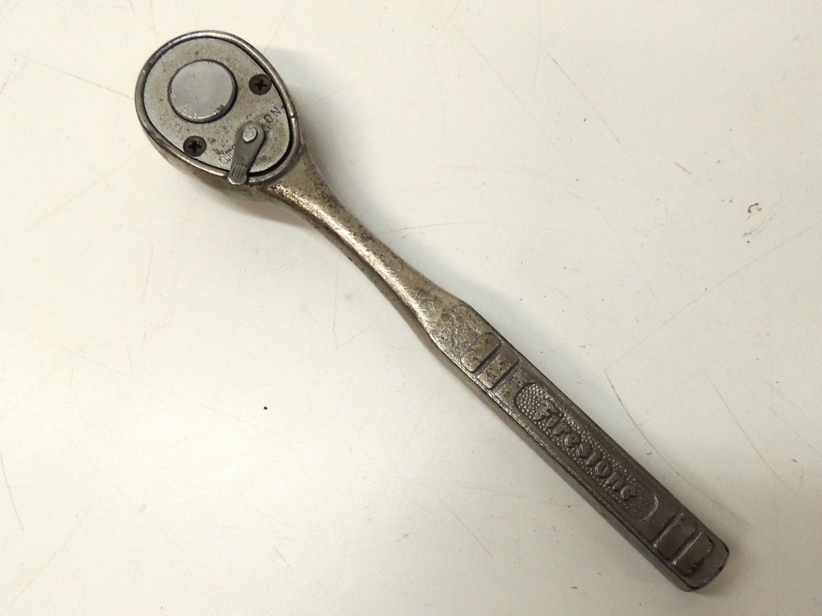 Vtg Firestone Tire 1/2″ Drive Chrome Ratchet Tool Automotive Machinery