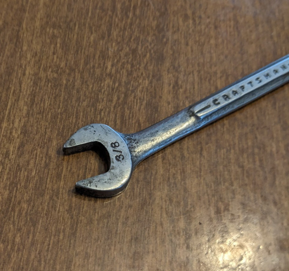 Craftsman Early Double Open End Wrench 1/2 & 7/16 Inch Forged 9 in Shank -V- USA