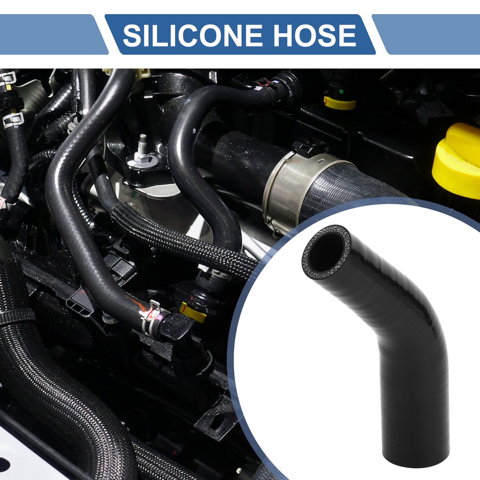 1pc 25-35mm ID 90mm 3.54″ Long 45° Black Silicone Hose for Car