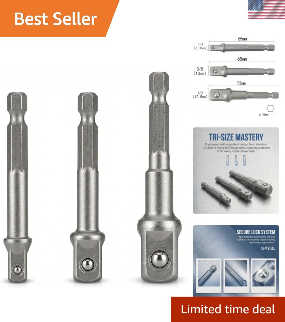 3 PCS Heavy-Duty Impact Socket Adapter Set – Chrome Vanadium Steel Power Tools