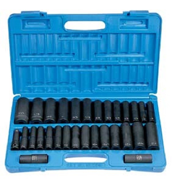Grey Pneumatic 1512DM 1/2″ Drive 30 Piece Sae And Metric Deep Set New!