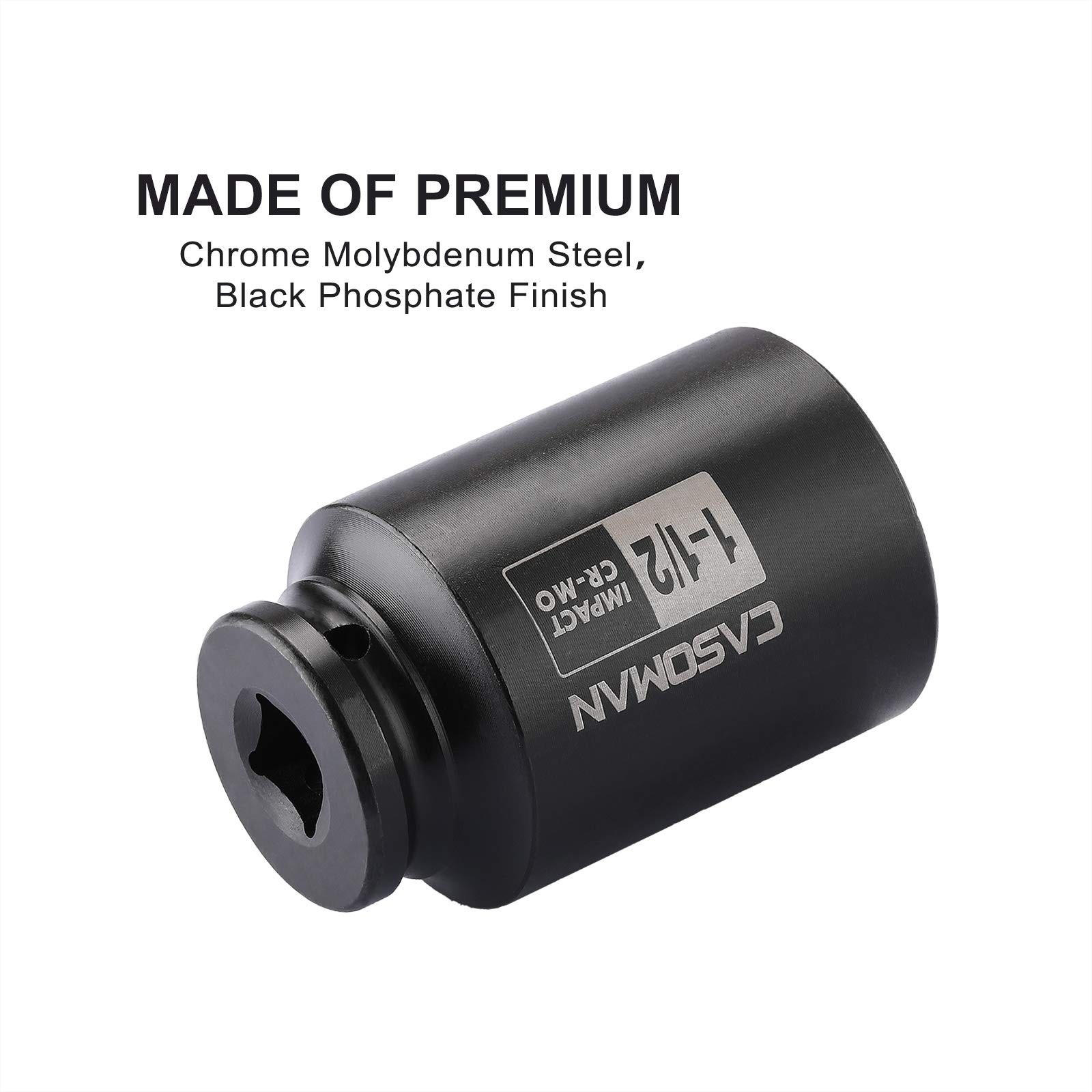 CASOMAN 6-Point 1/2-Inch Drive Deep Impact Socket- 1-1/2″ (SAE), 38.1 mm