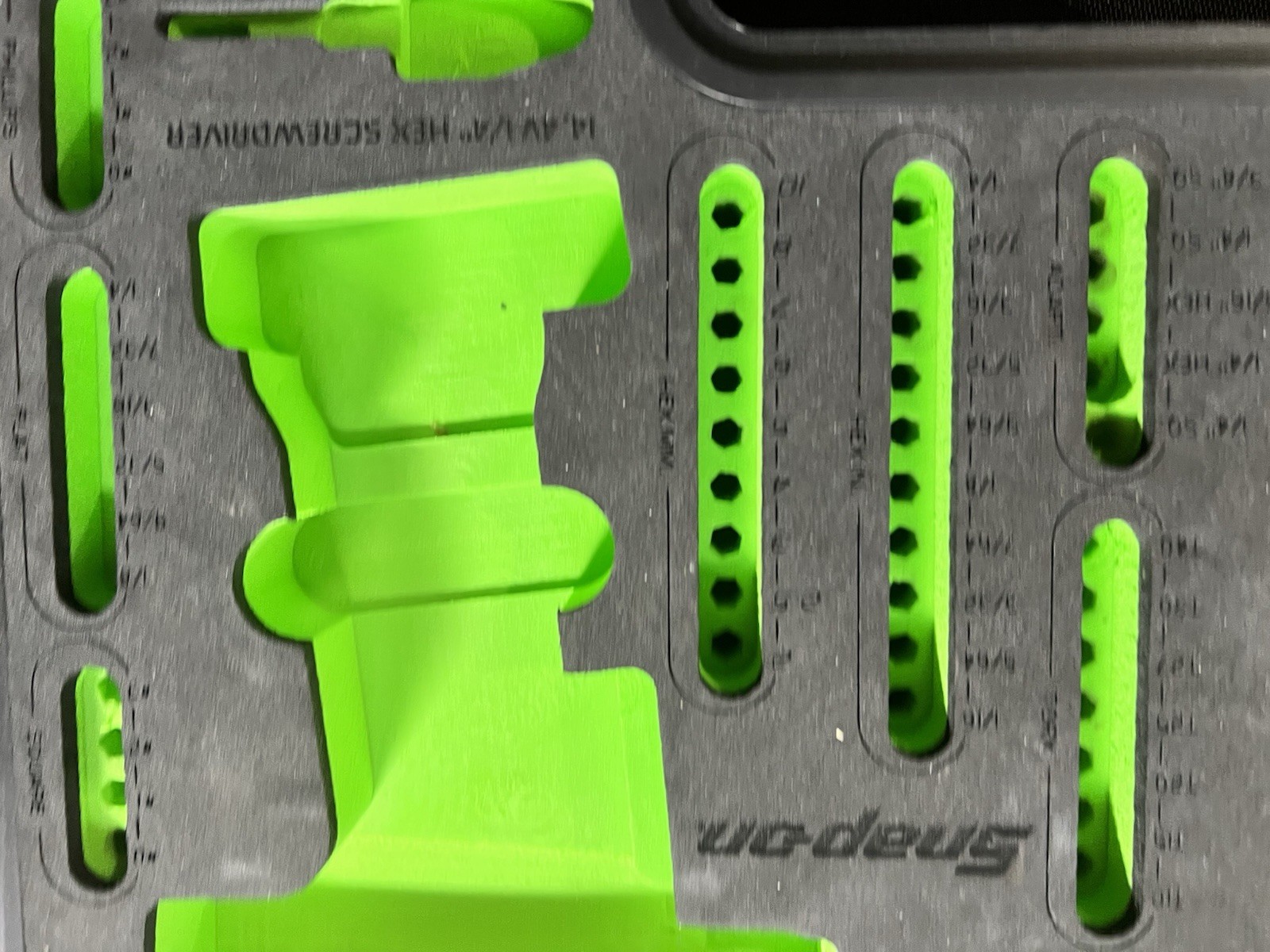Snap-on PB202B bit driver and bit Organizer Plastic Black Green foam.