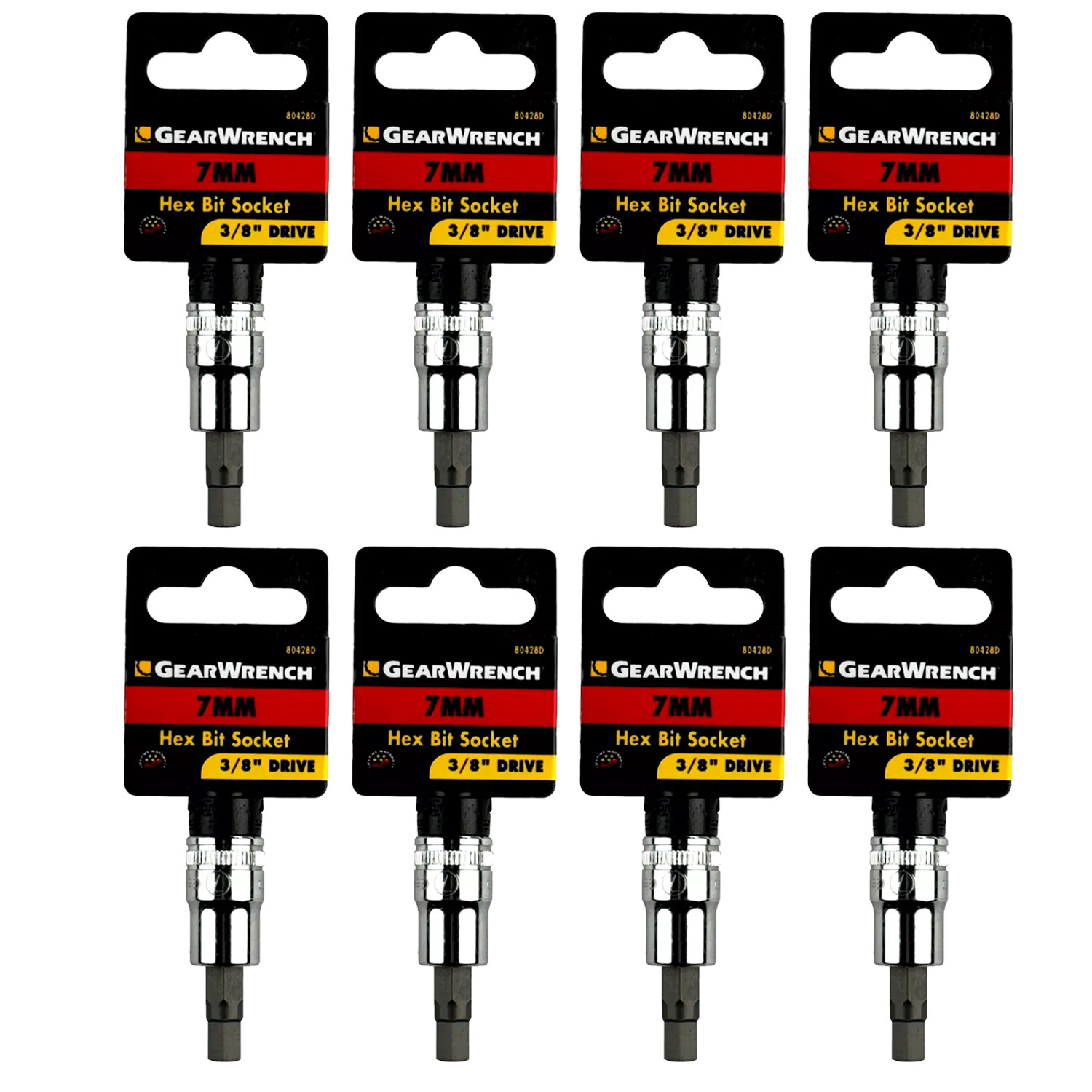 GEARWRENCH 80428D 7mm – 3/8″ Drive Hex Bits Sockets MM Metric Tools New-LOT OF 8